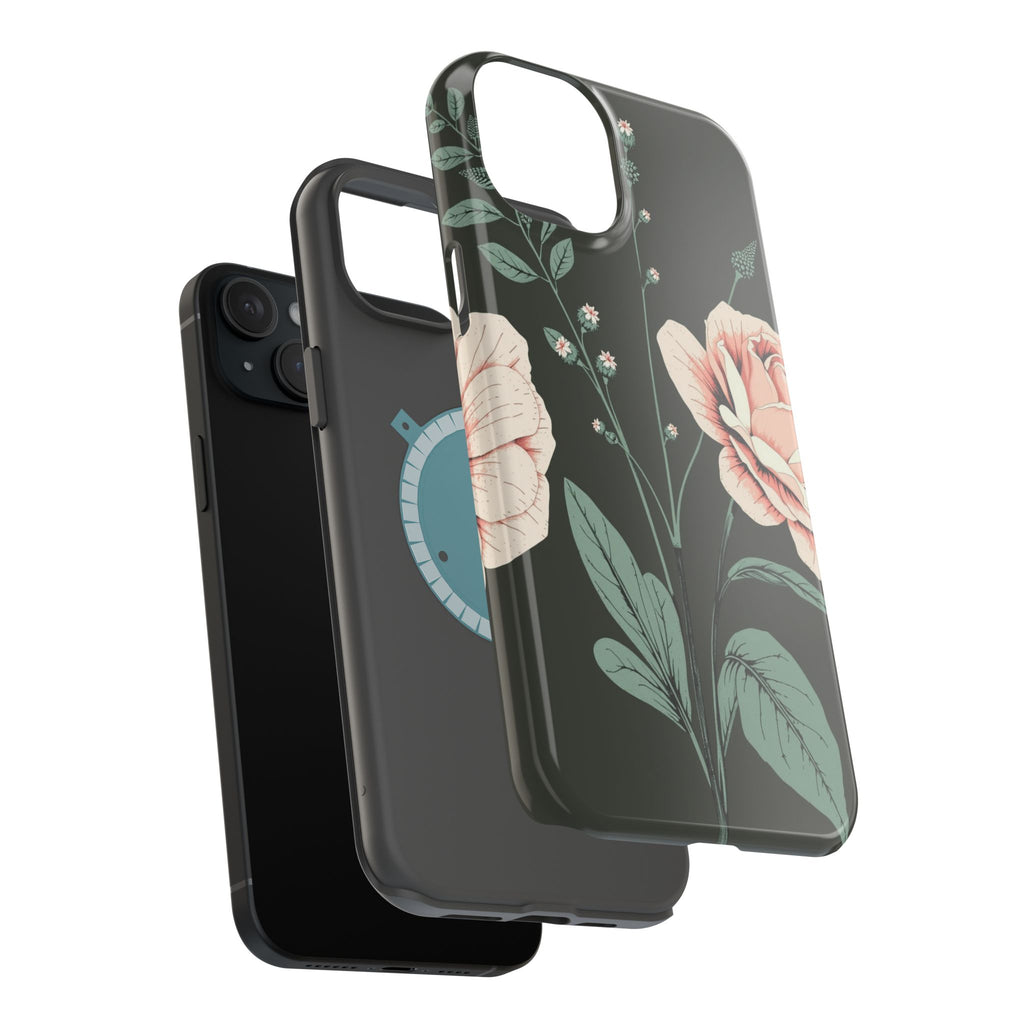 iPhone Mint And Blush Vintage Botanical Print Slim Everyday Designer Case · iPho