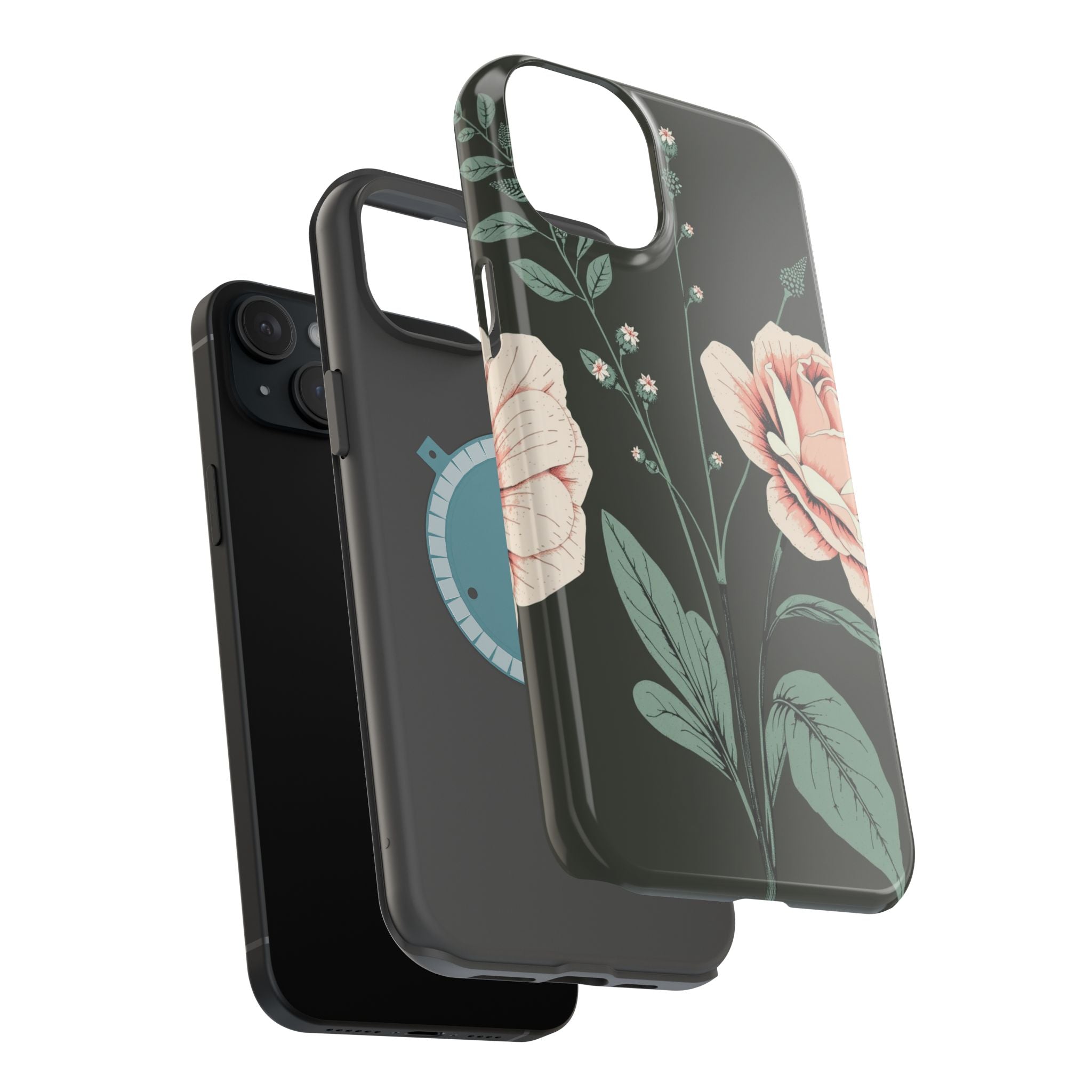 iPhone Mint And Blush Vintage Botanical Print Slim Everyday Designer Case · iPho