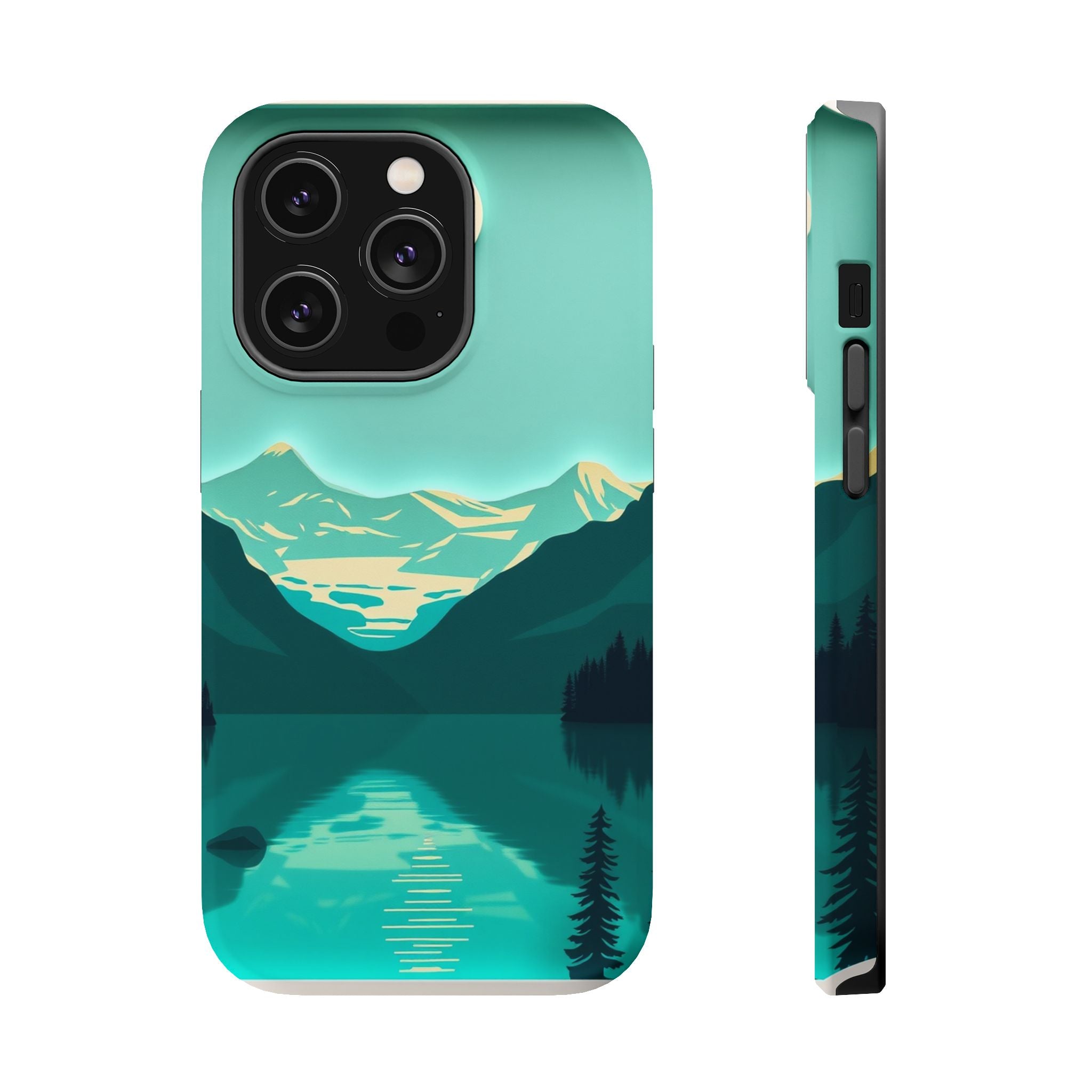 iPhone Glacier Lake Paper Cut Art Bold Modern Everyday Snap Case · iPhone Case