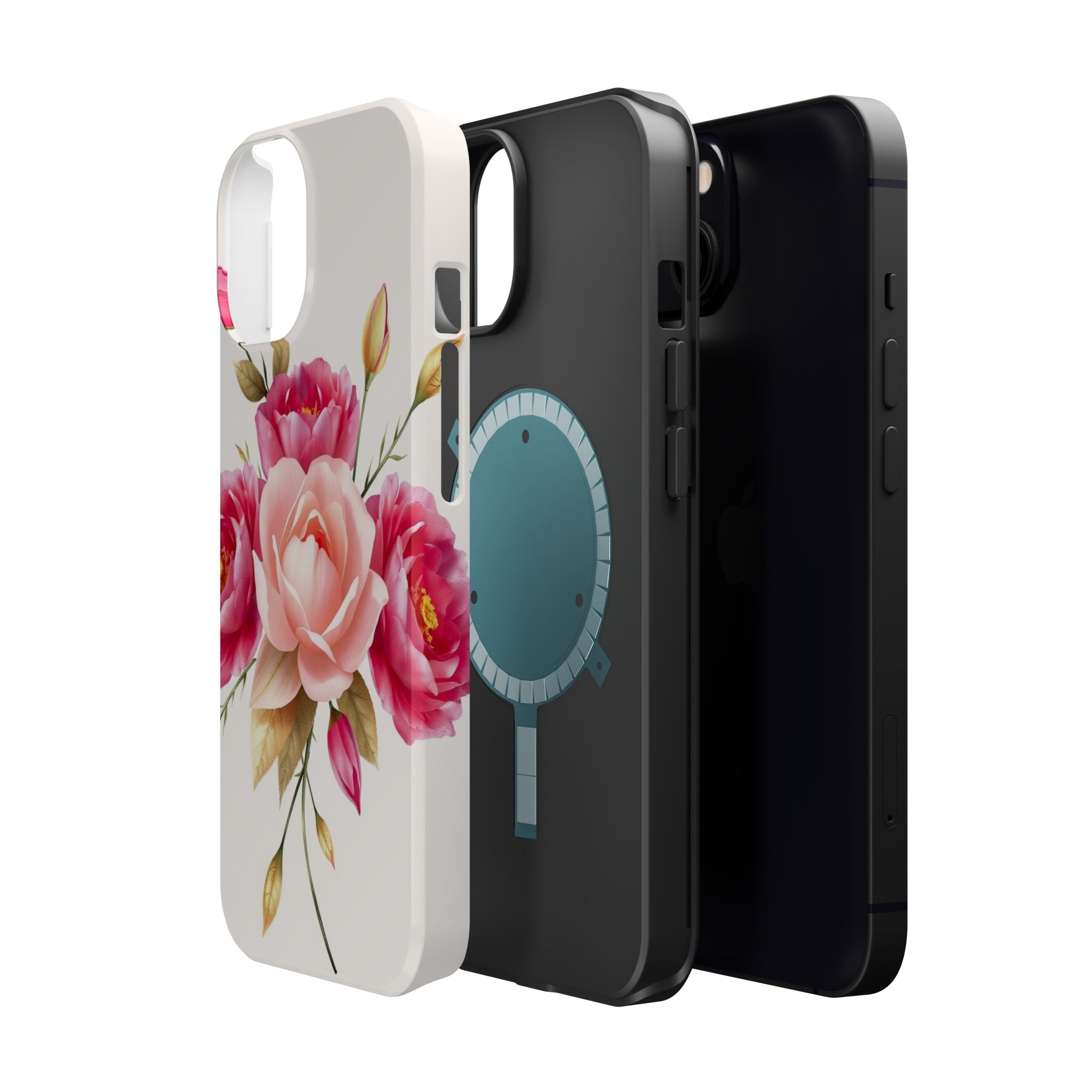 iPhone Rose Pink And Cream Neon Floral Slim Everyday Designer Case · iPhone Case