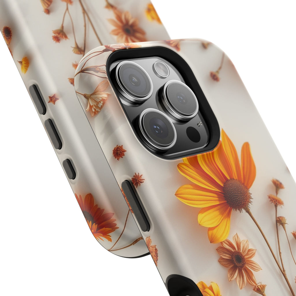 iPhone Mustard And Rust Dried Flower Flat Lay Carry Case Slim Snap Case · iPhone