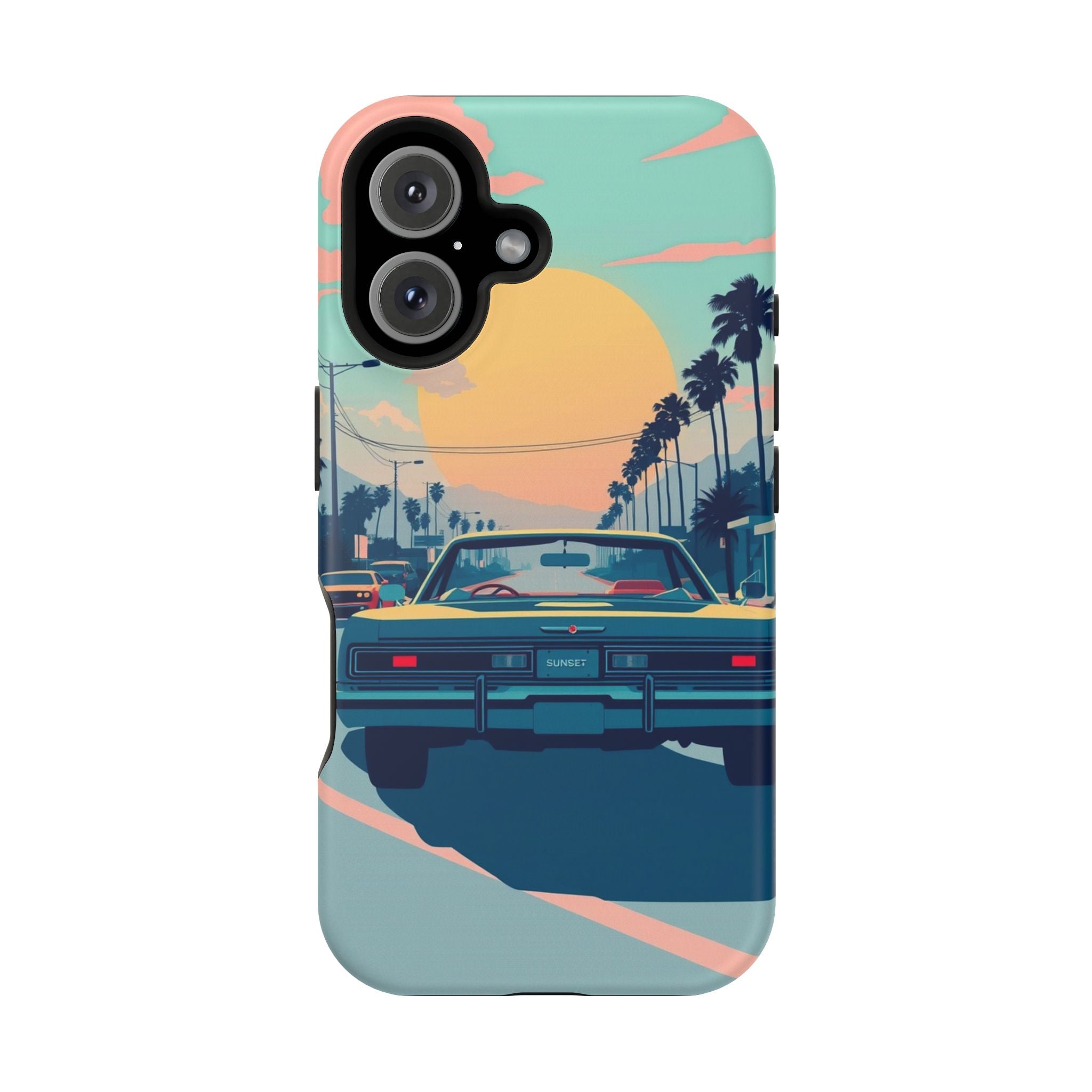 iPhone Sunset Drive 80s Pop Art Bold Slim Everyday Designer Case · iPhone Case