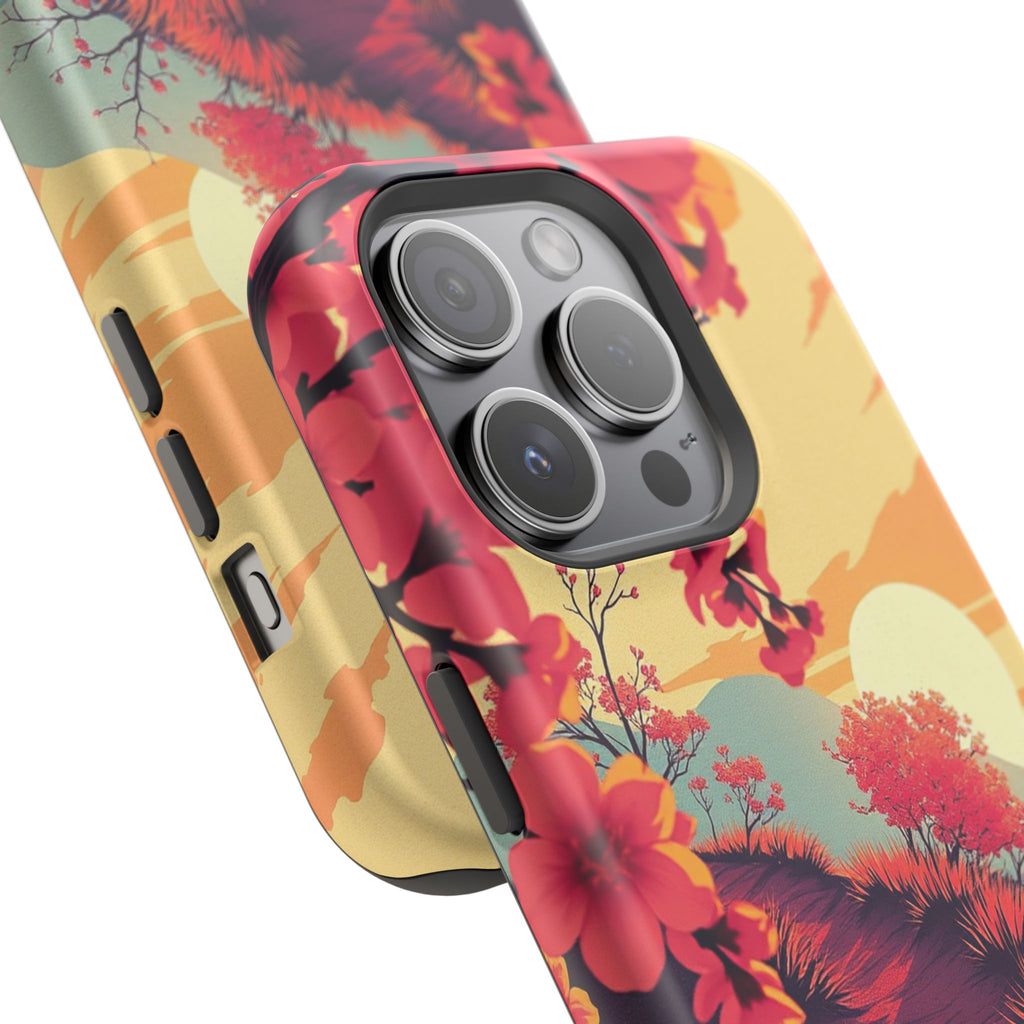 iPhone Sunset Amber And Peach Blossom Trail Soft iPhone 15 Finish · iPhone Case