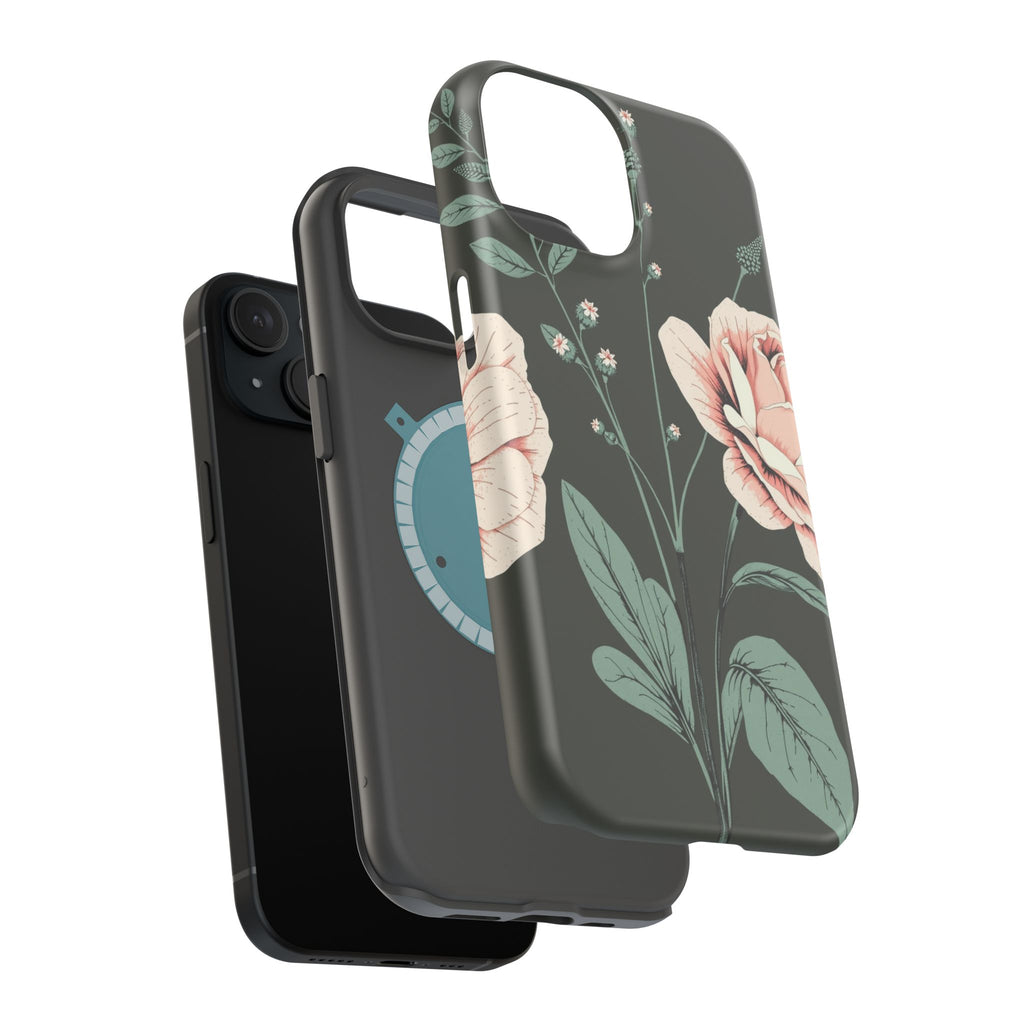 iPhone Mint And Blush Vintage Botanical Print Slim Everyday Designer Case · iPho