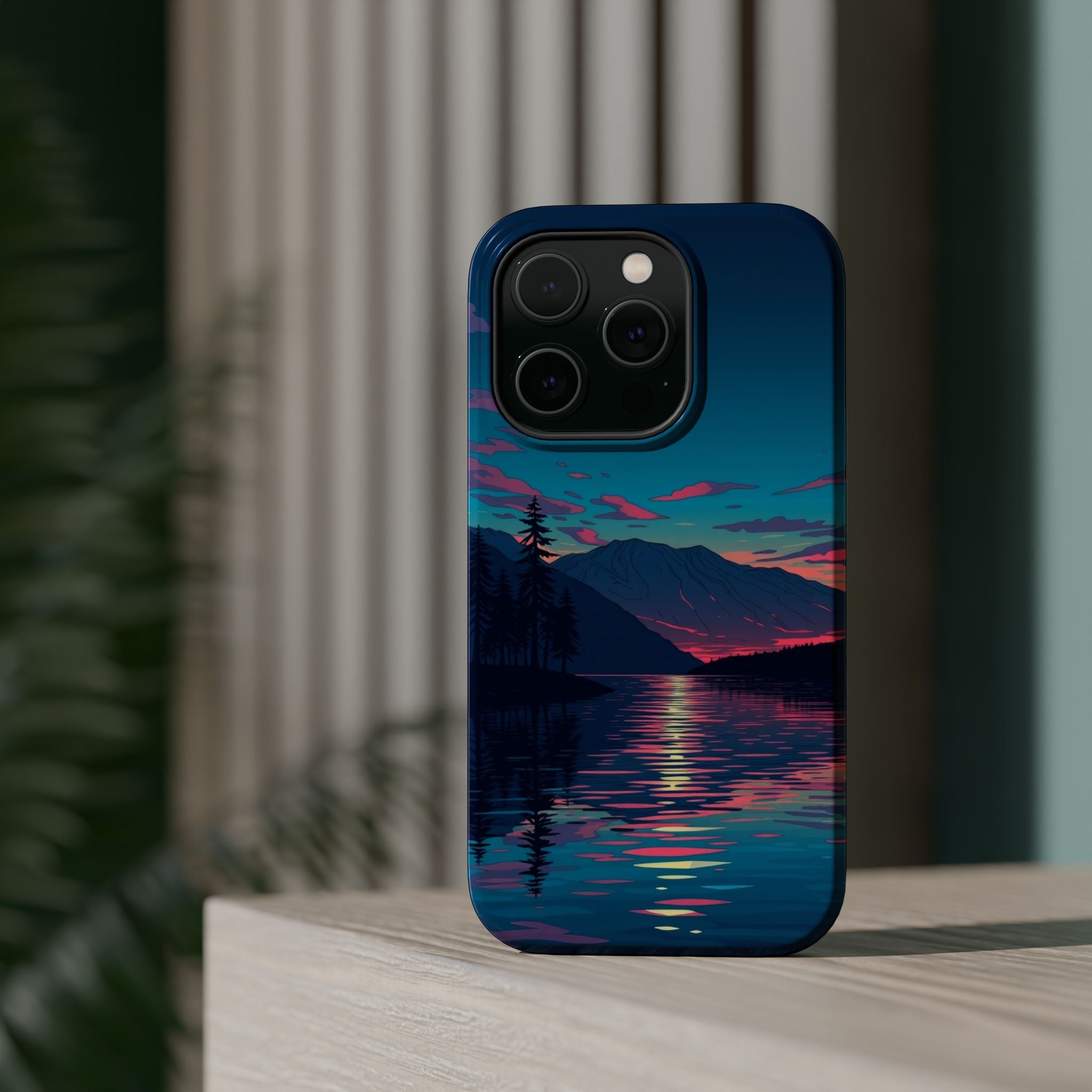 iPhone Vibrant Lake at Twilight Design Slim Everyday Designer Case · iPhone Case
