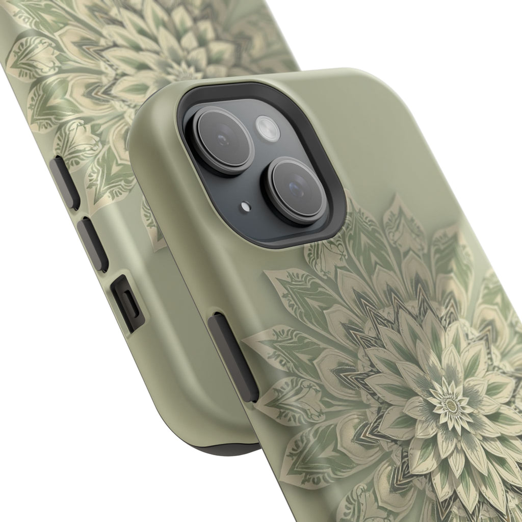 iPhone Sage And Ivory Floral Mandala Slim Everyday Designer Case · iPhone Case