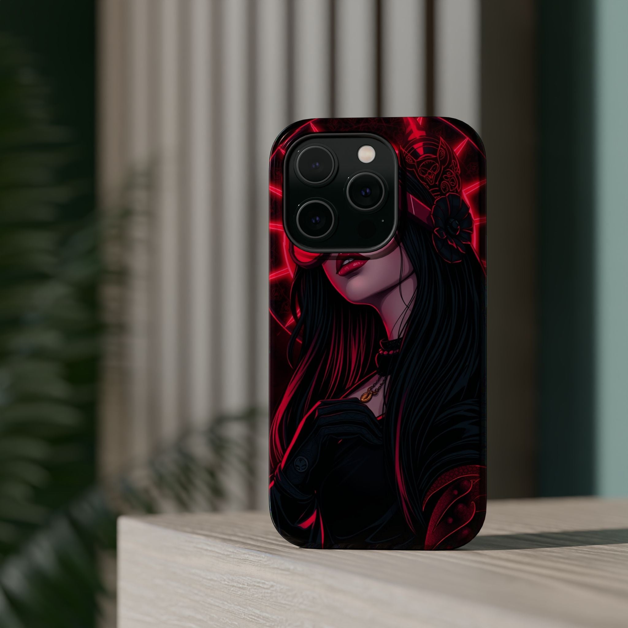 iPhone Black And Crimson Art Nouveau Female Slim Everyday Designer Case · iPhone