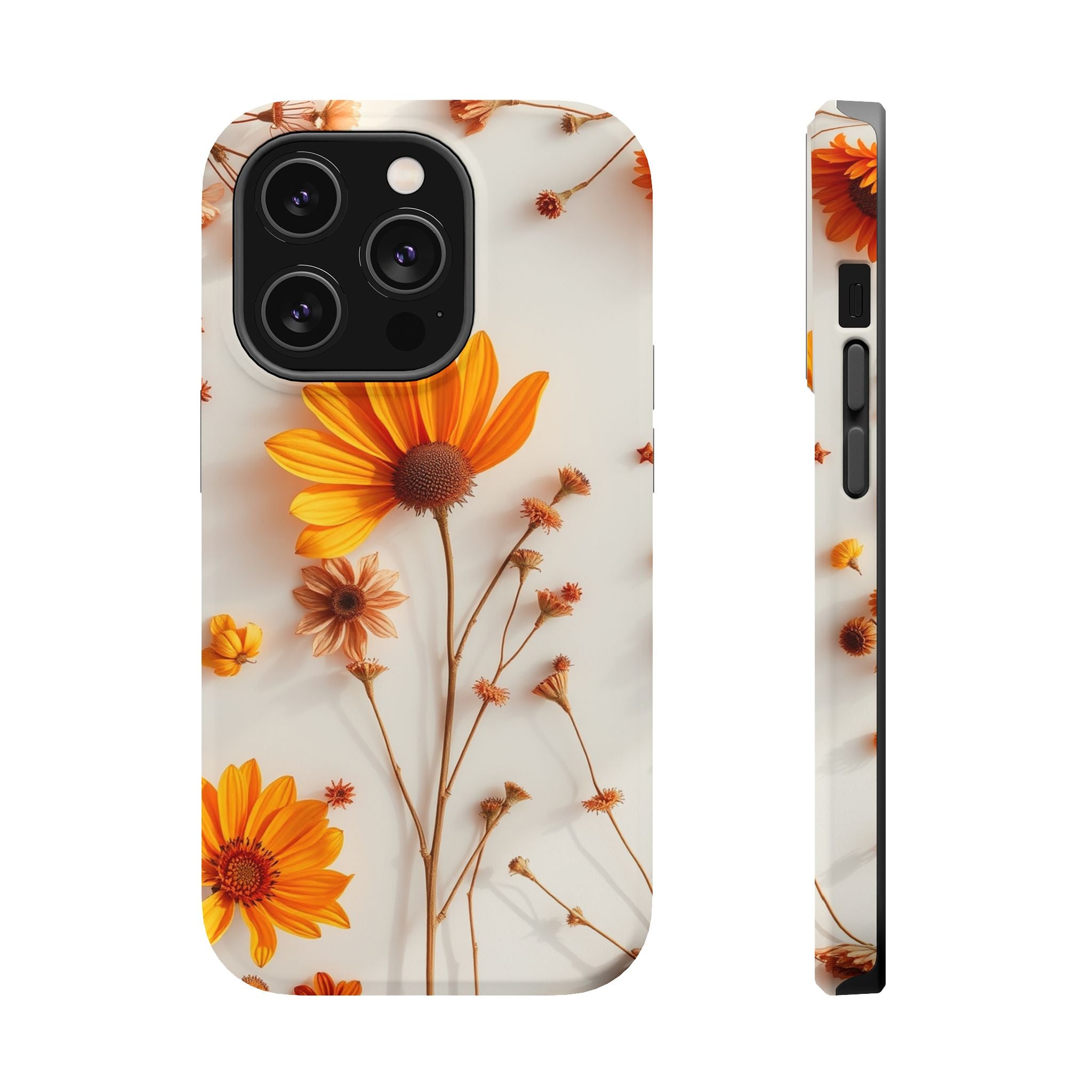 iPhone Mustard And Rust Dried Flower Flat Lay Carry Case Slim Snap Case · iPhone
