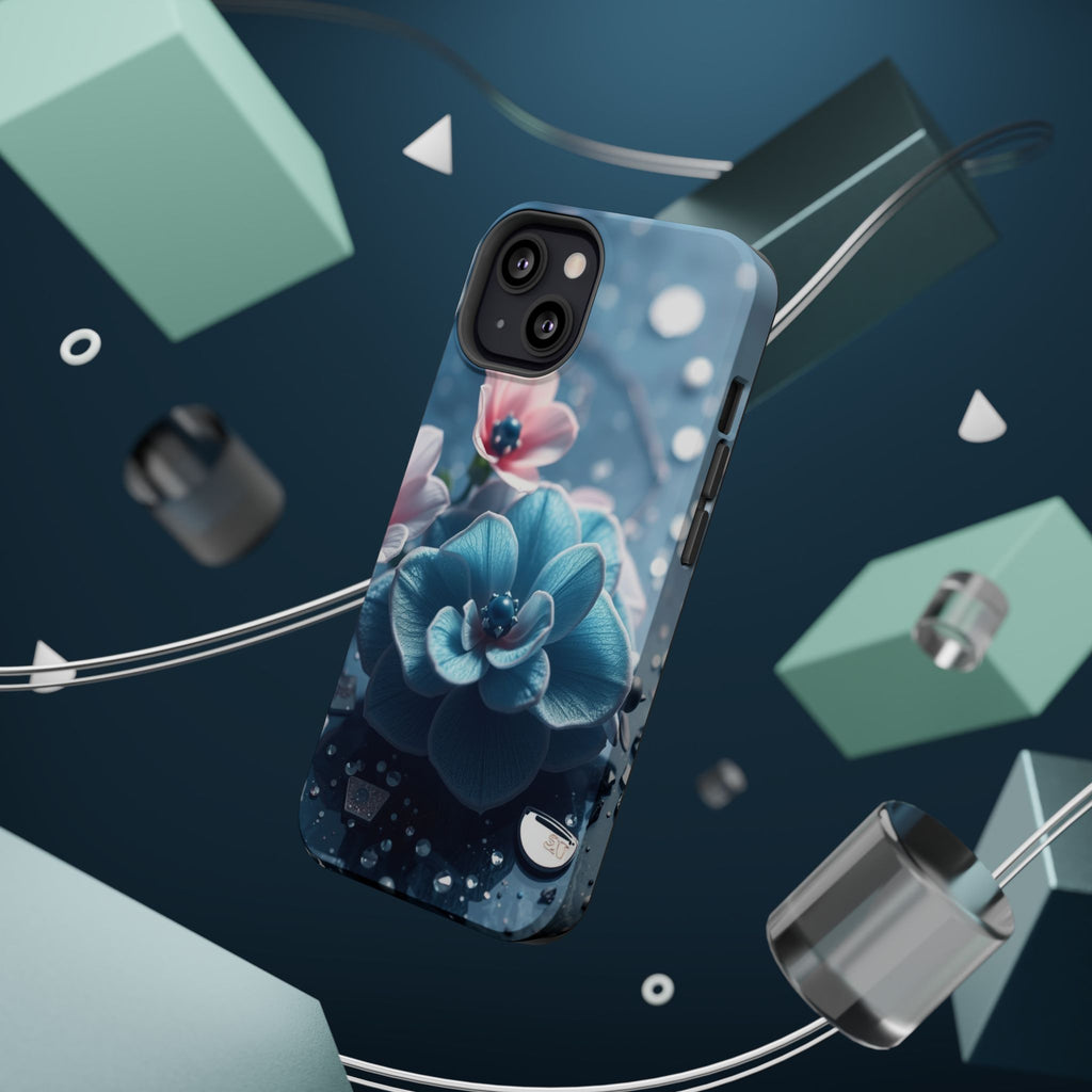 iPhone Midnight Blue And Silver Floral Terrazzo Soft iPhone Finish · iPhone Case