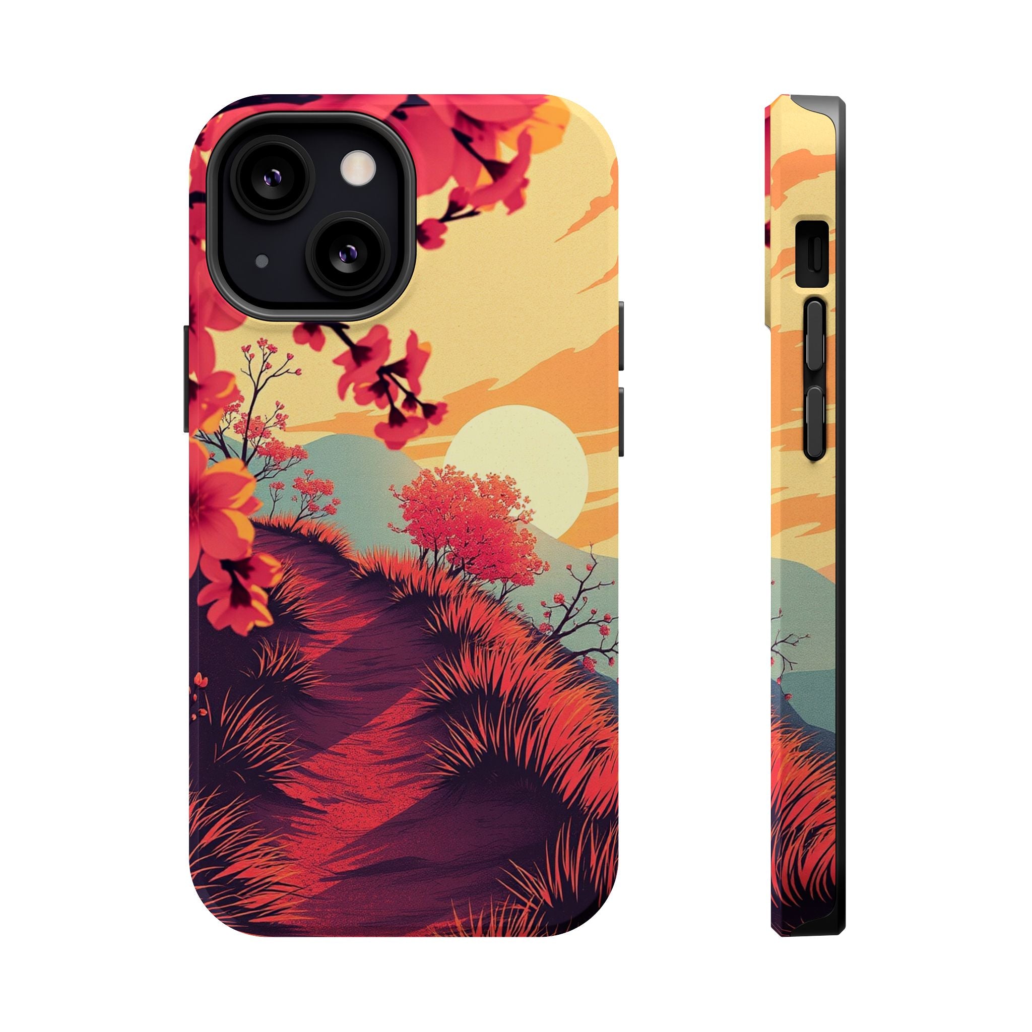 iPhone Sunset Amber And Peach Blossom Trail Soft iPhone 15 Finish · iPhone Case