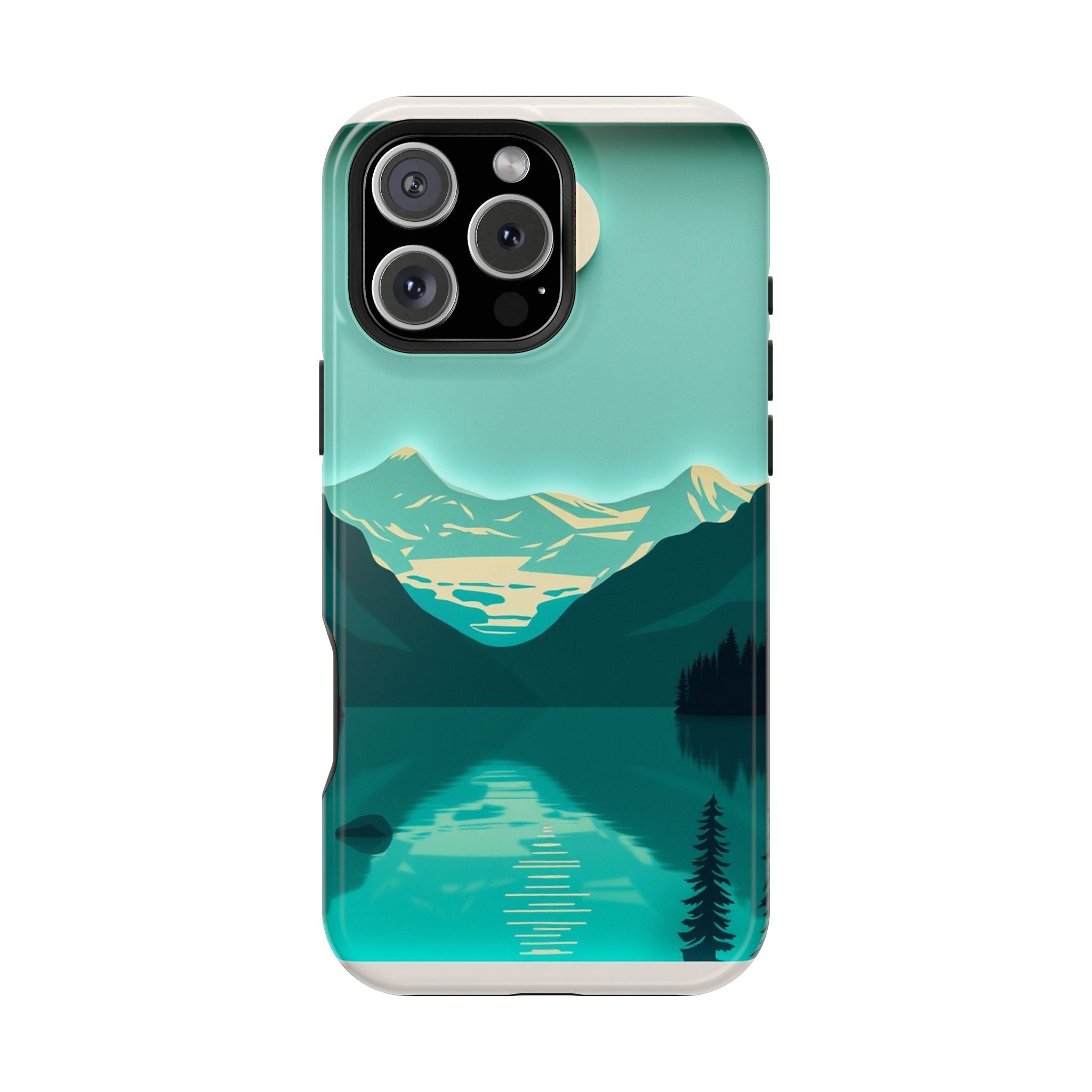 iPhone Glacier Lake Paper Cut Art Bold Modern Everyday Snap Case · iPhone Case