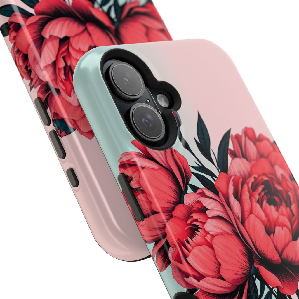 iPhone Teal And Coral Peony Bouquet Artistic Everyday Cas Slim Snap Case · iPhon