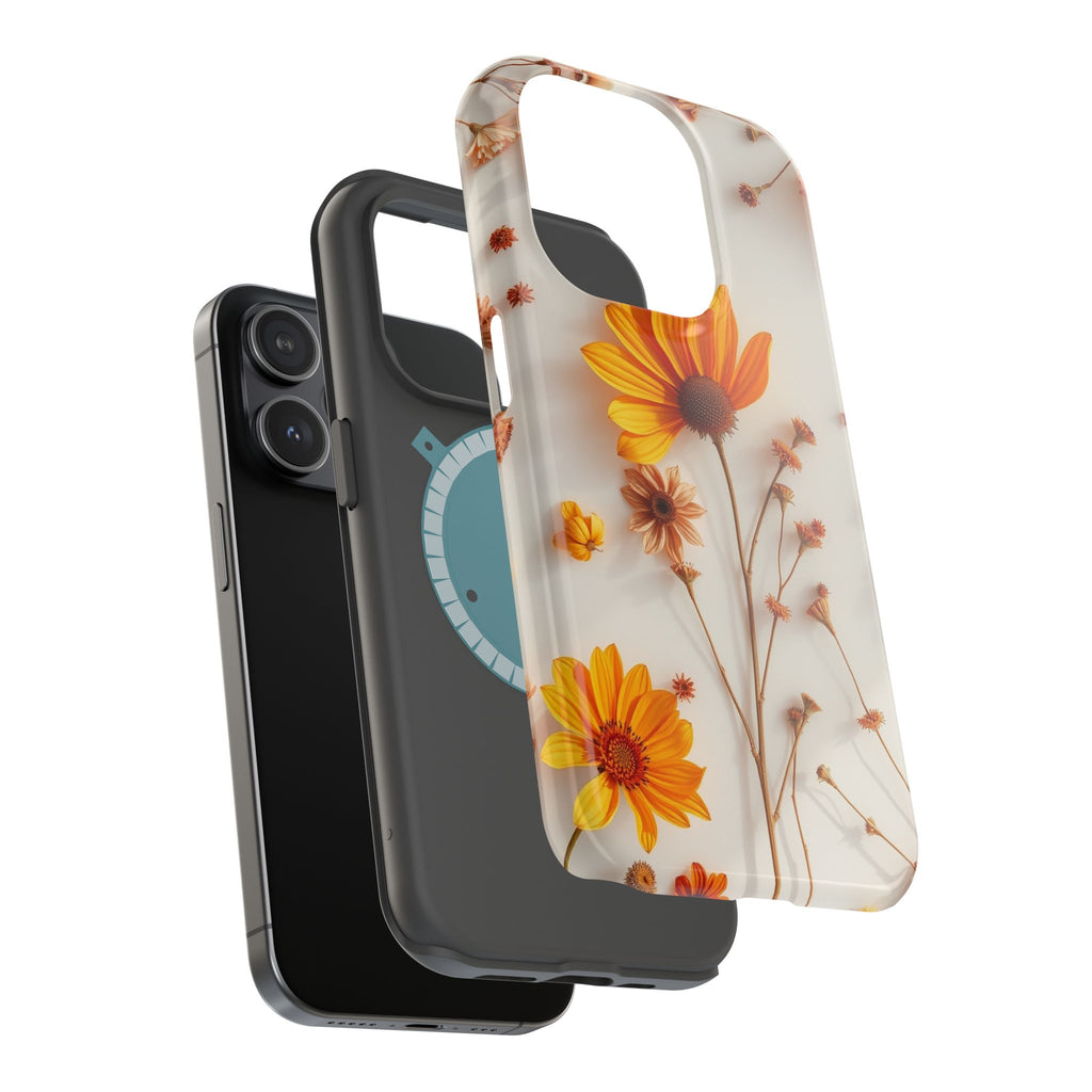 iPhone Mustard And Rust Dried Flower Flat Lay Carry Case Slim Snap Case · iPhone