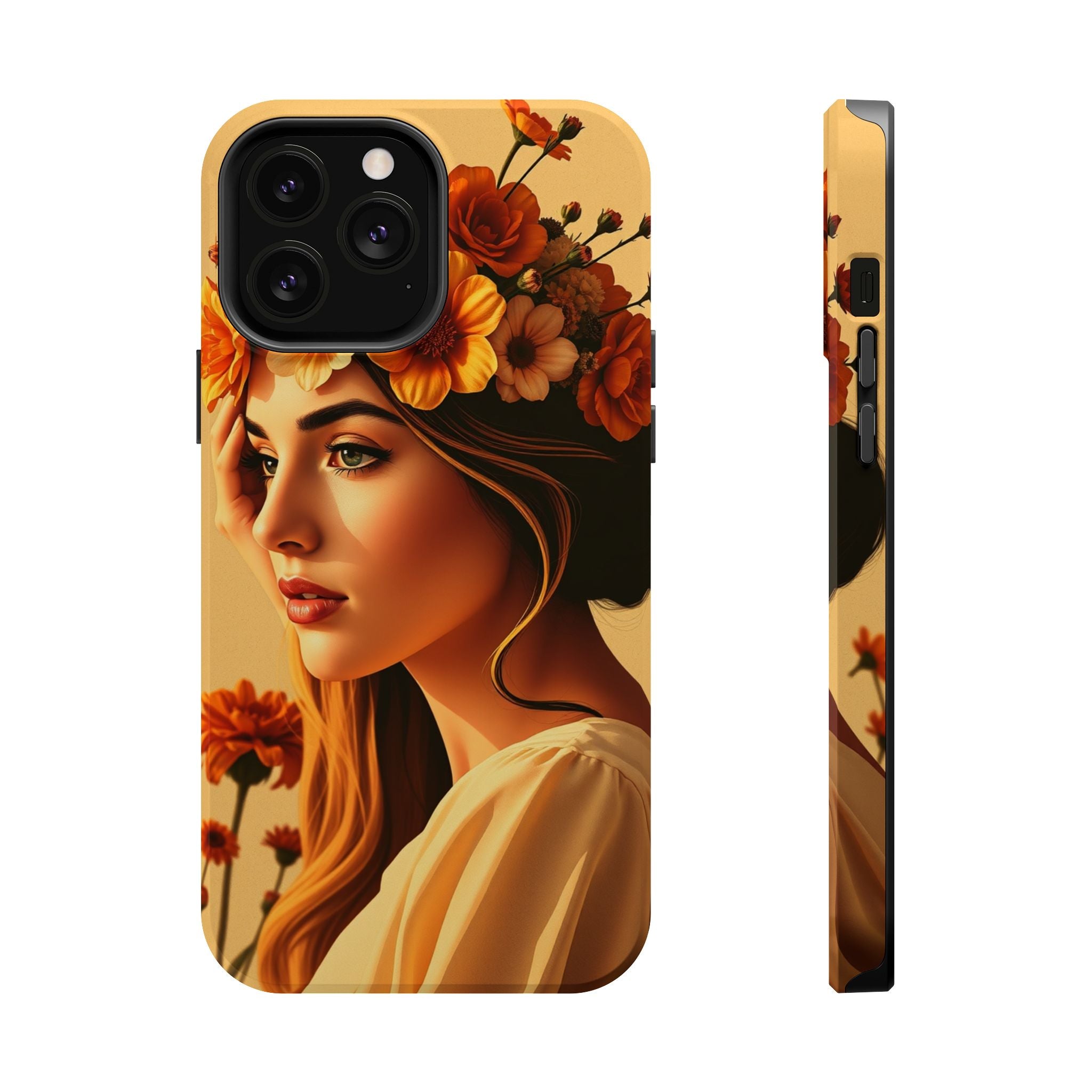 iPhone Mustard And Rust Floral Crown Slim Everyday Designer Case · iPhone Case