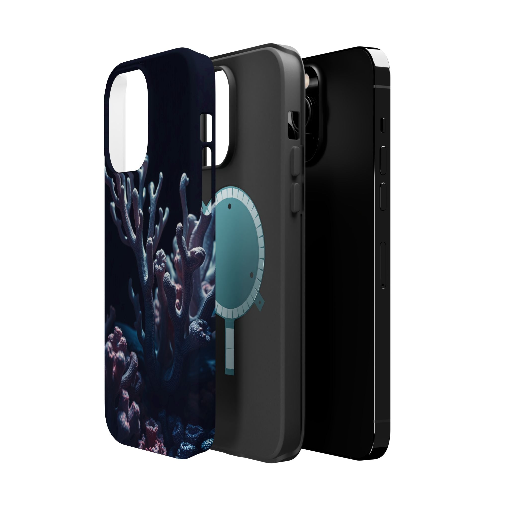 iPhone Midnight Blue And Silver Coral Reef Life Soft iPhone Finish · iPhone Case
