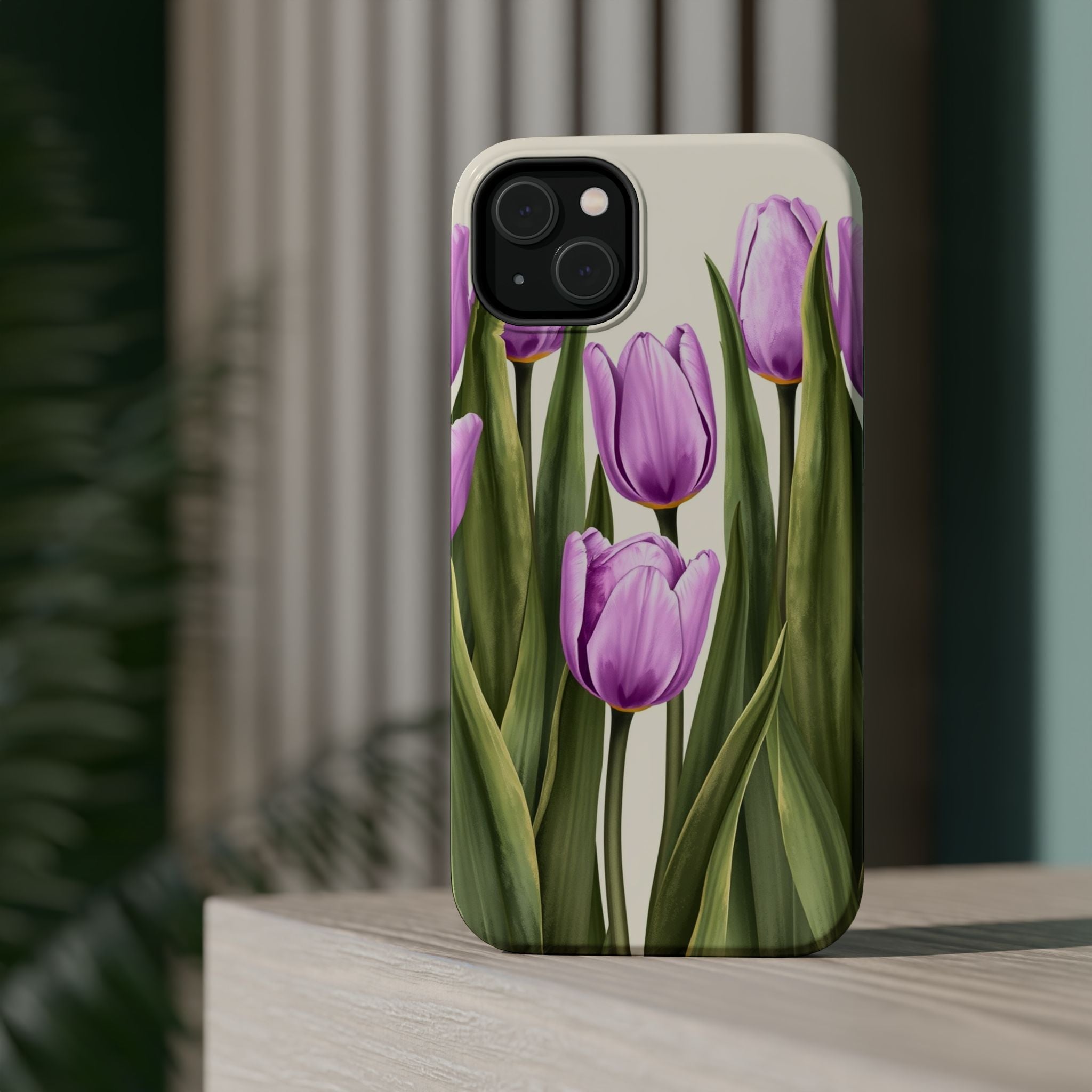 iPhone Tulip Row Electric Art 14 Bold Modern Everyday Snap Case · iPhone Case