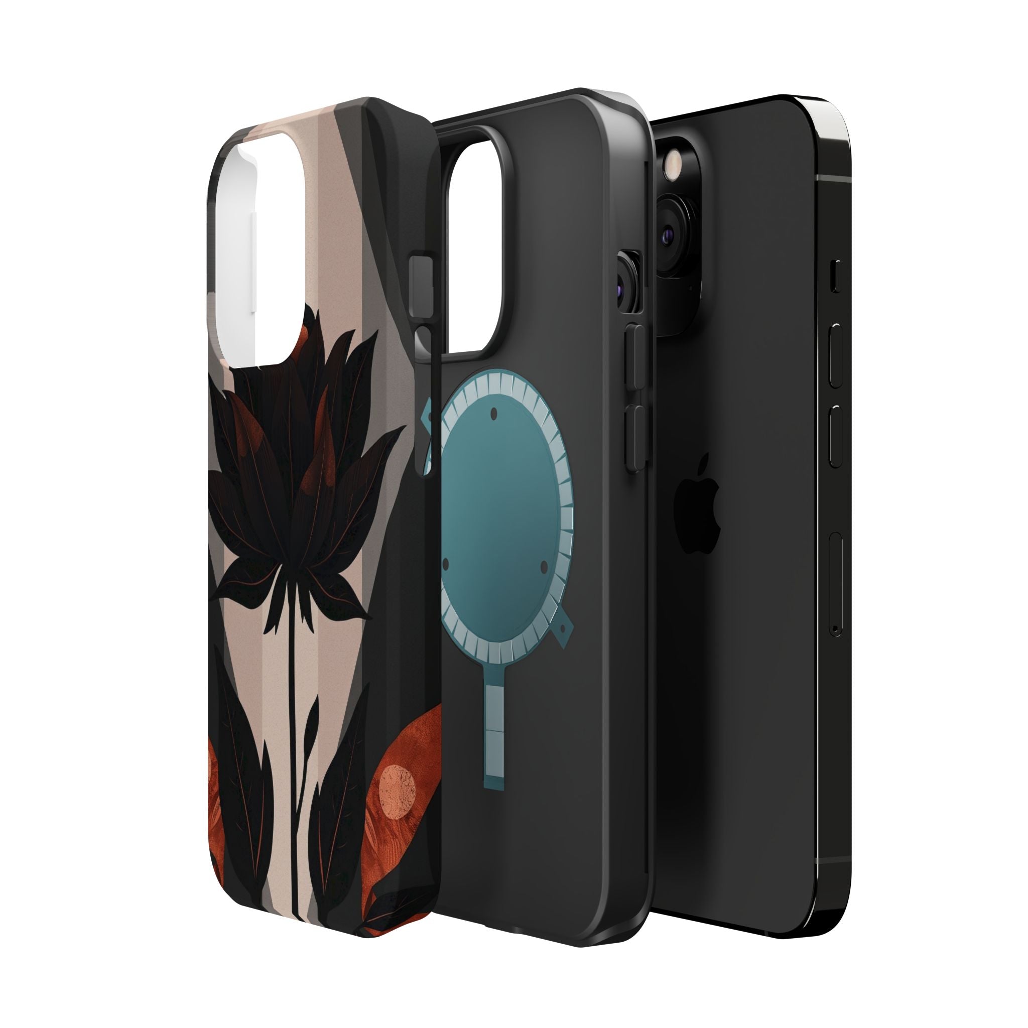 iPhone Charcoal And Copper Floral Silhouette Slim iPhone Everyday · iPhone Case