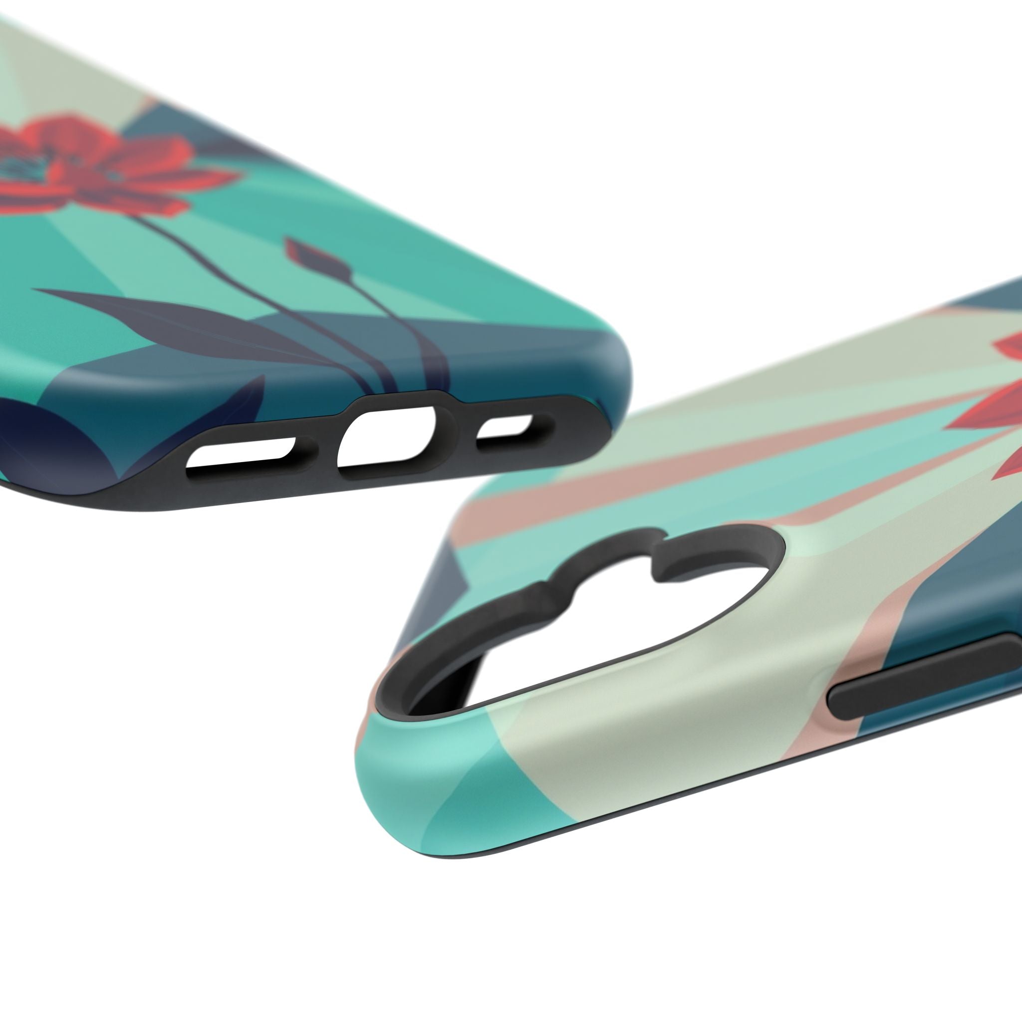 iPhone Teal And Coral Night Bloomer Slim Everyday Designer Case · iPhone Case