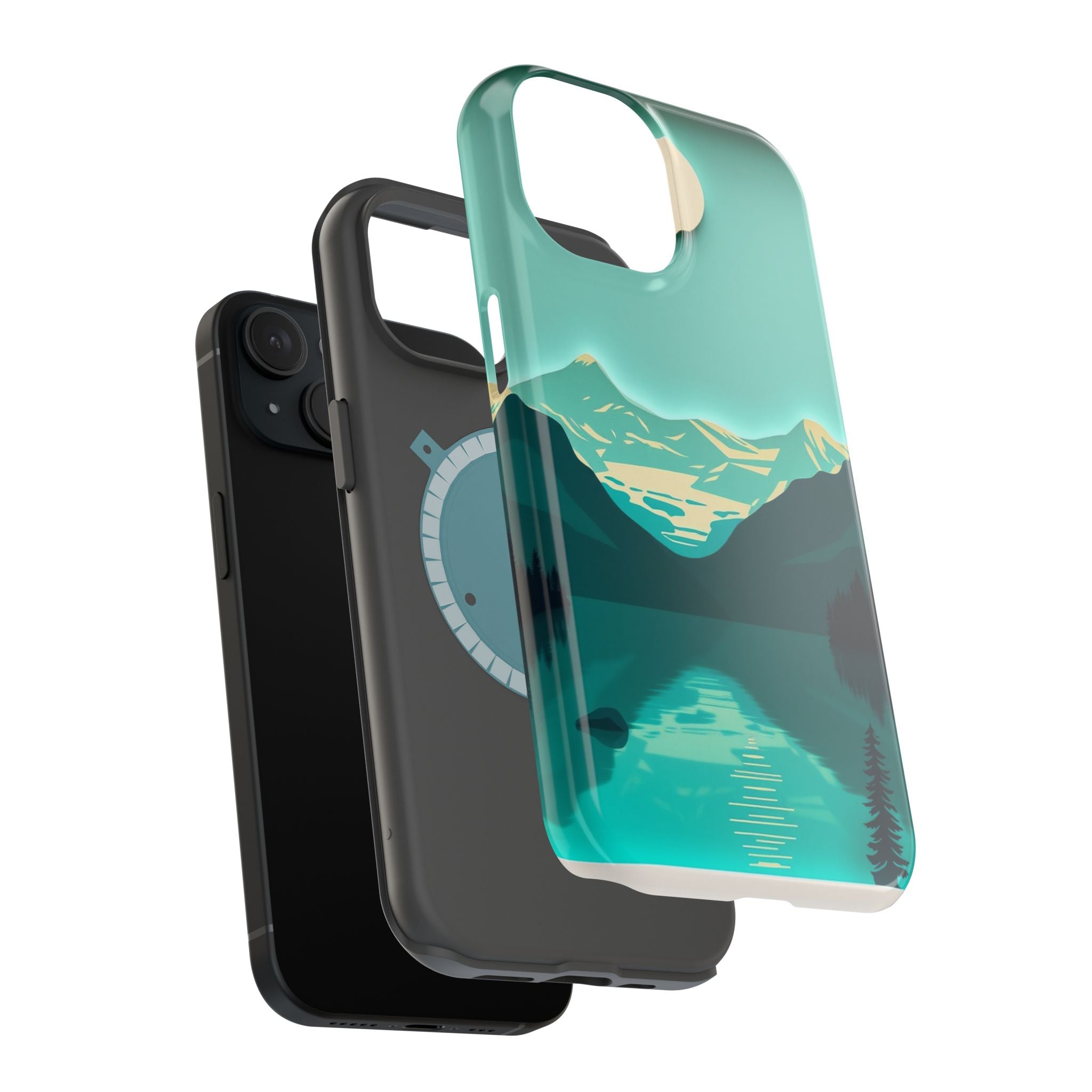 iPhone Glacier Lake Paper Cut Art Bold Modern Everyday Snap Case · iPhone Case