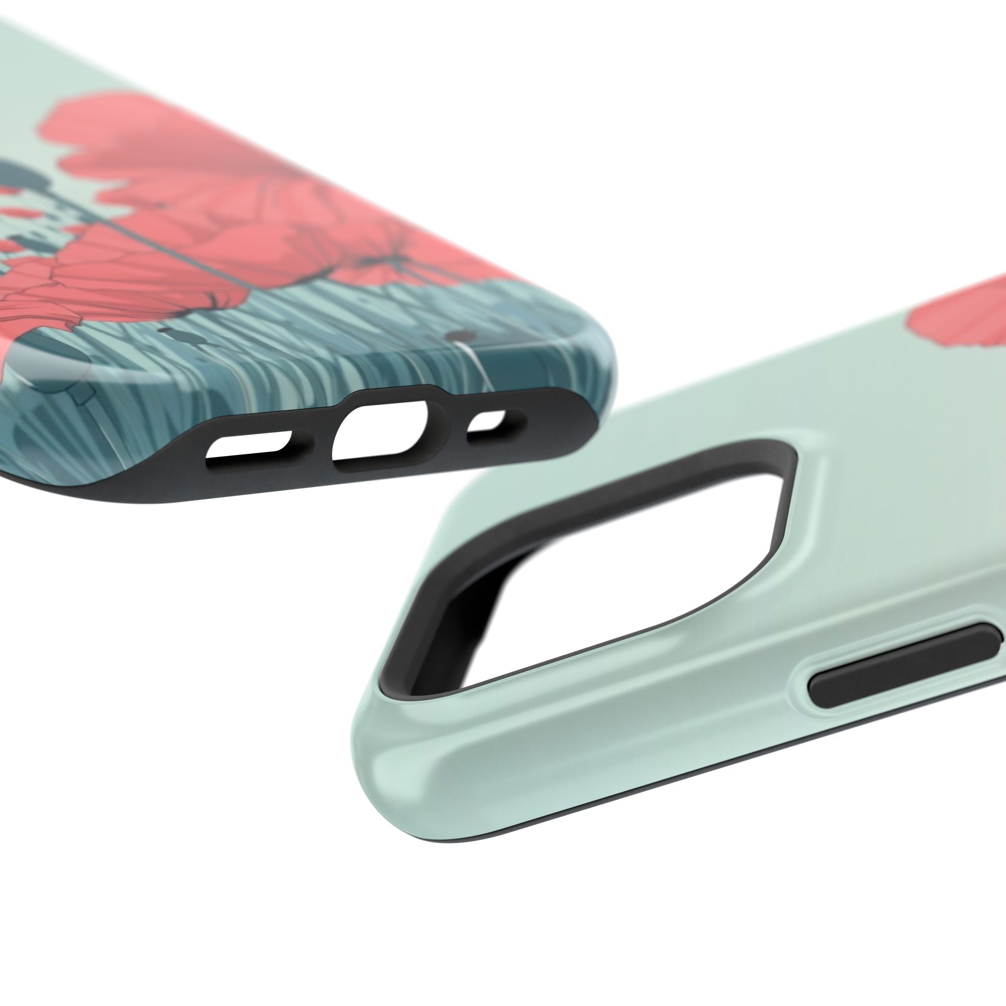 iPhone Mint And Blush Poppy Field Bold Modern Everyday Snap Case · iPhone Case