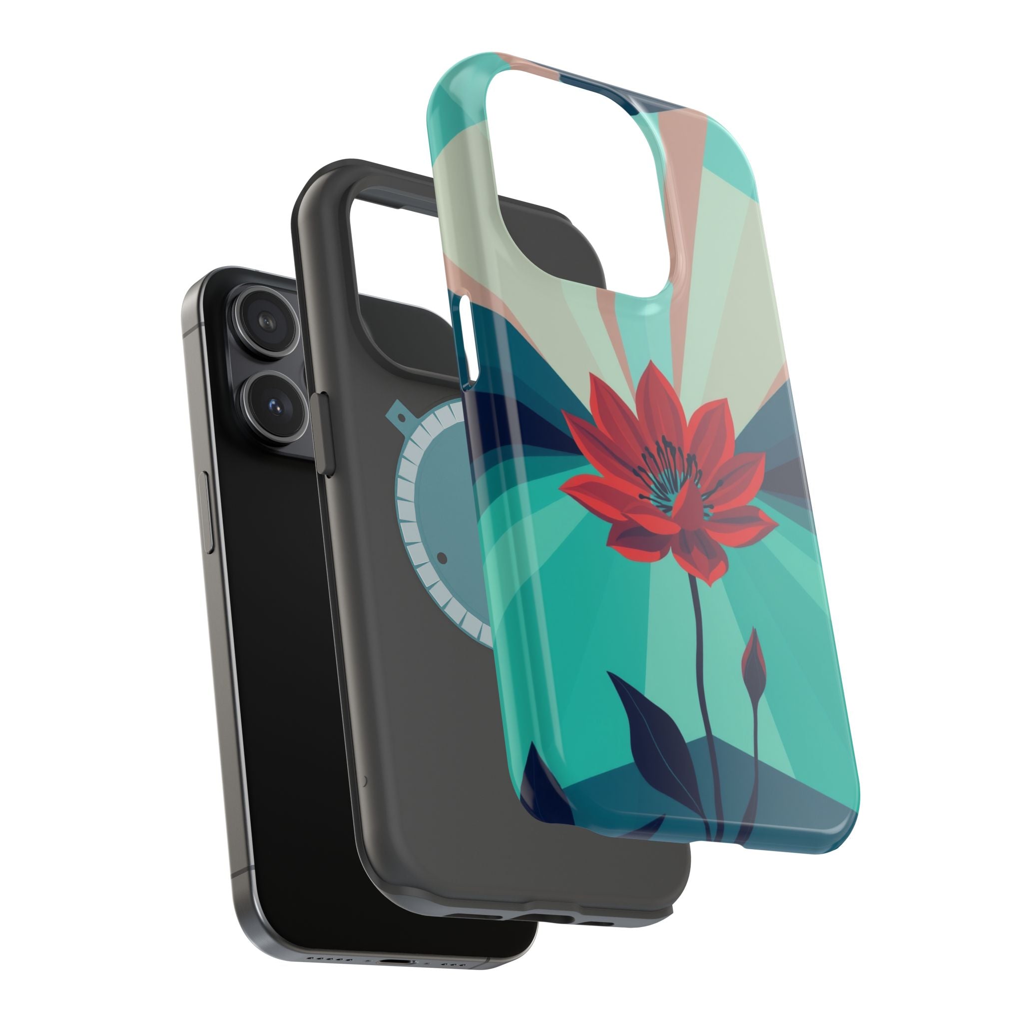 iPhone Teal And Coral Night Bloomer Slim Everyday Designer Case · iPhone Case