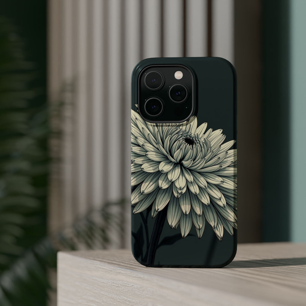 iPhone Chrysanthemum Classic Dark Gothic Ink Carry Case Slim Snap Case · iPhone