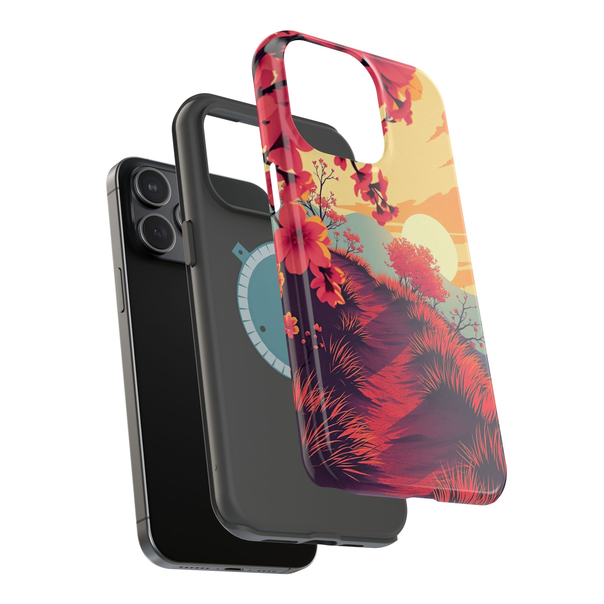 iPhone Sunset Amber And Peach Blossom Trail Soft iPhone 15 Finish · iPhone Case