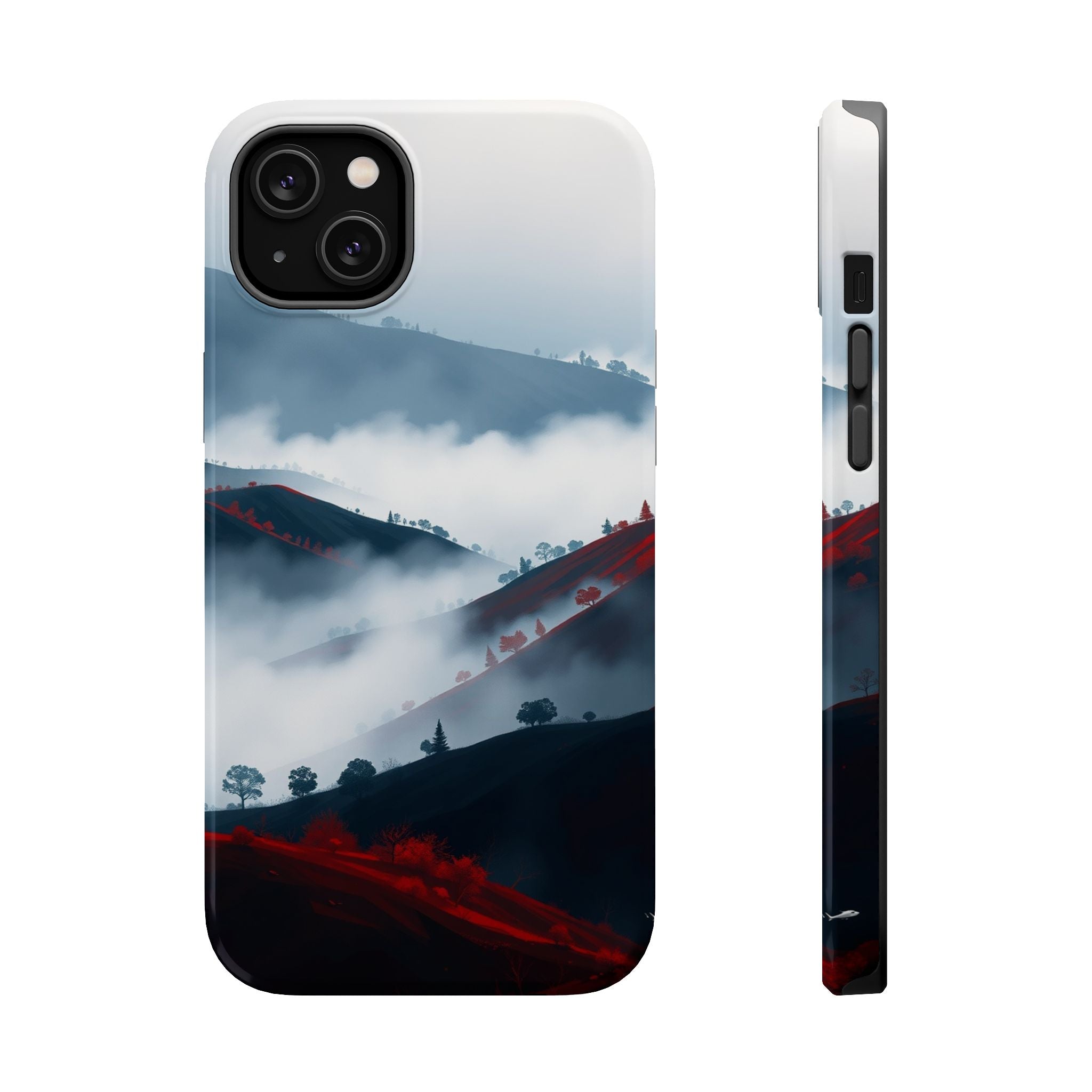 iPhone Black And Crimson Fog Rolling Over Hills Soft iPhone Finish · iPhone Case