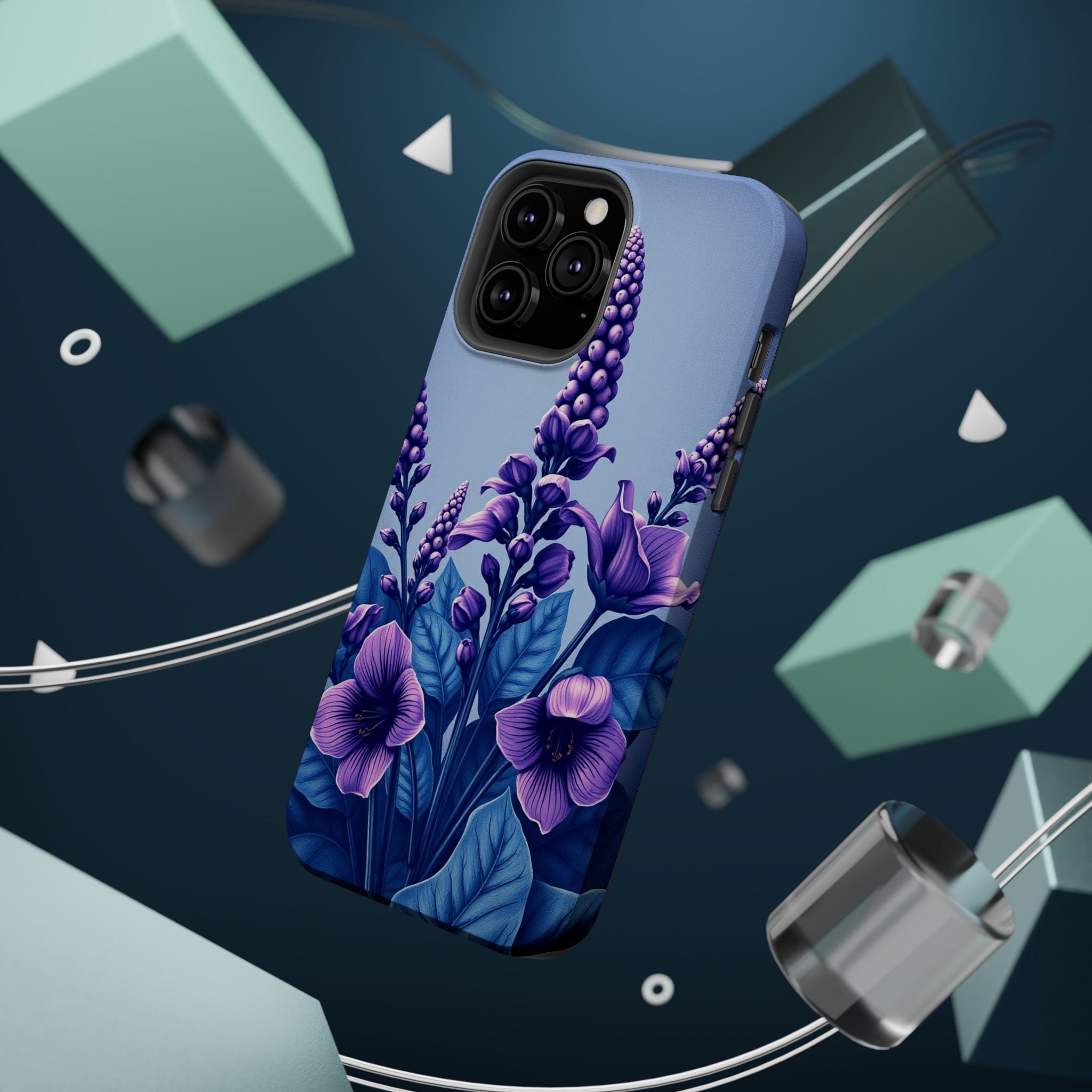 iPhone Indigo And Violet Botanical Illustration Soft iPhone Finish · iPhone Case