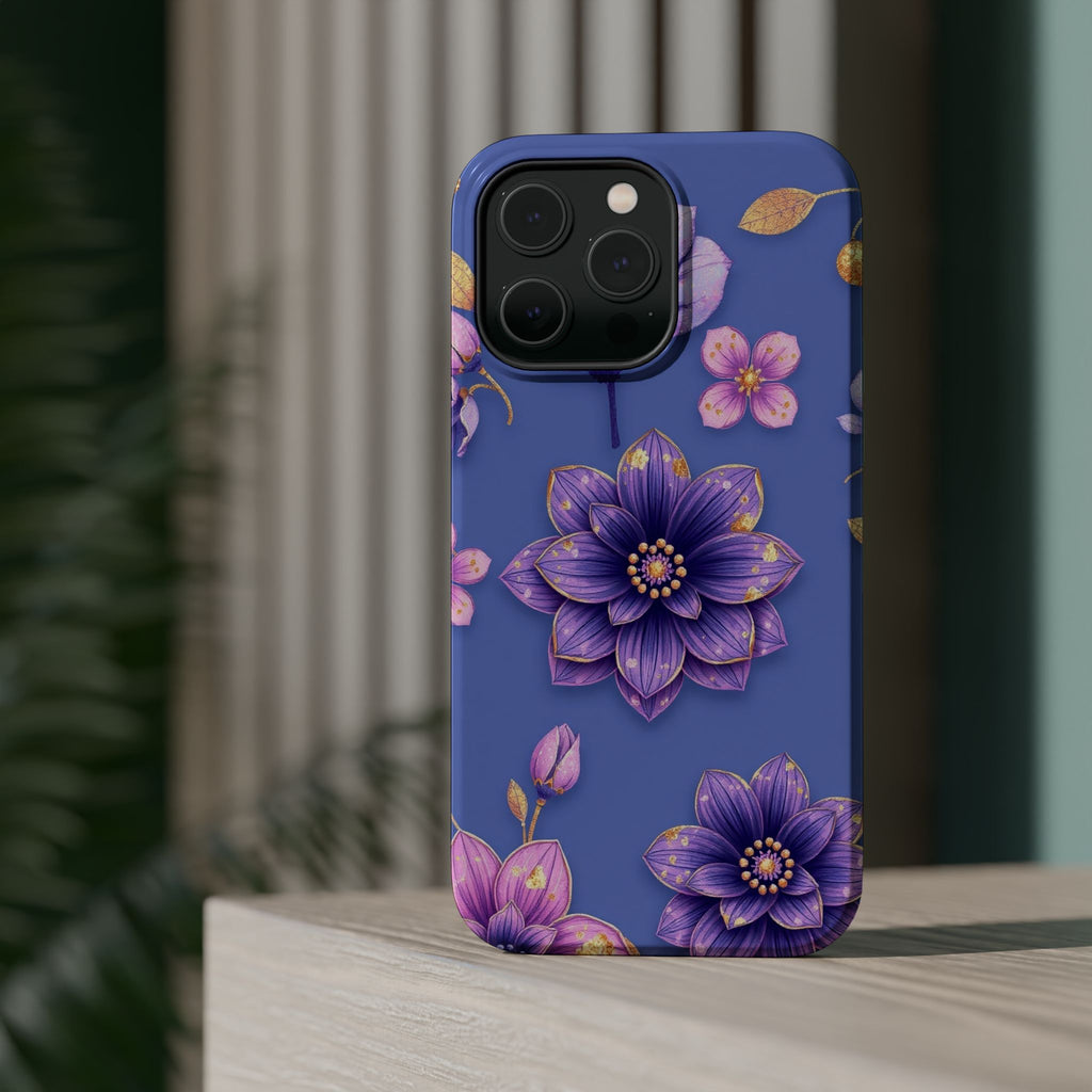 iPhone Indigo And Violet Floral Gold Foil Slim iPhone Everyday Designer · iPhone