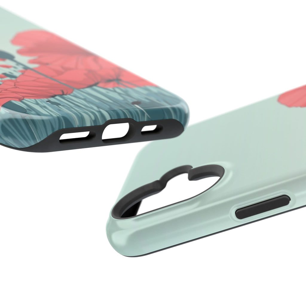 iPhone Mint And Blush Poppy Field Bold Modern Everyday Snap Case · iPhone Case
