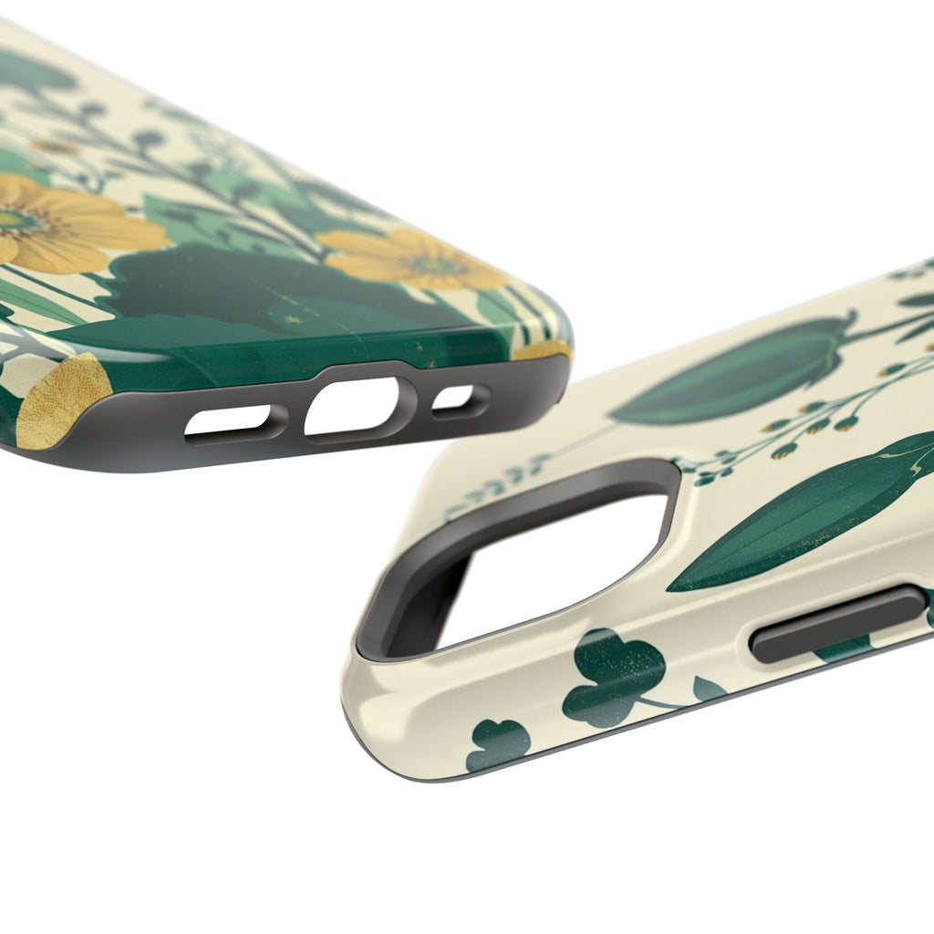 iPhone Emerald Green And Gold Pressed Botanicals Clean iPhone Minimal · iPhone C