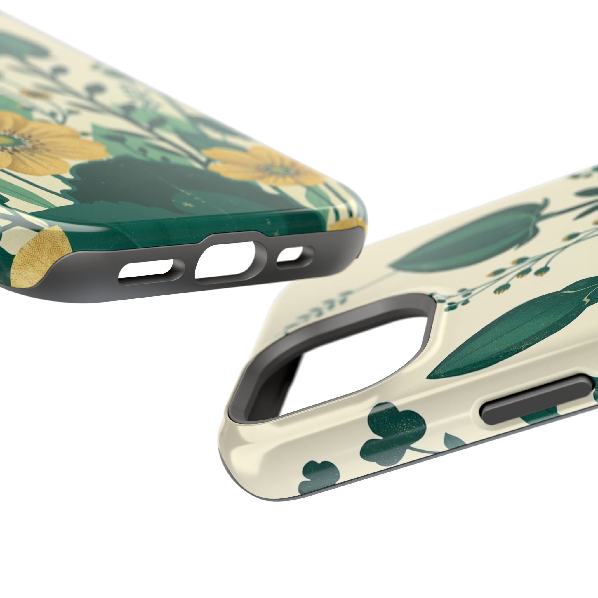 iPhone Emerald Green And Gold Pressed Botanicals Clean iPhone Minimal · iPhone C