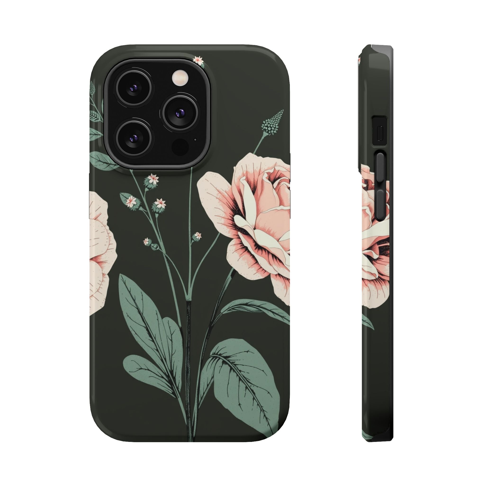 iPhone Mint And Blush Vintage Botanical Print Slim Everyday Designer Case · iPho