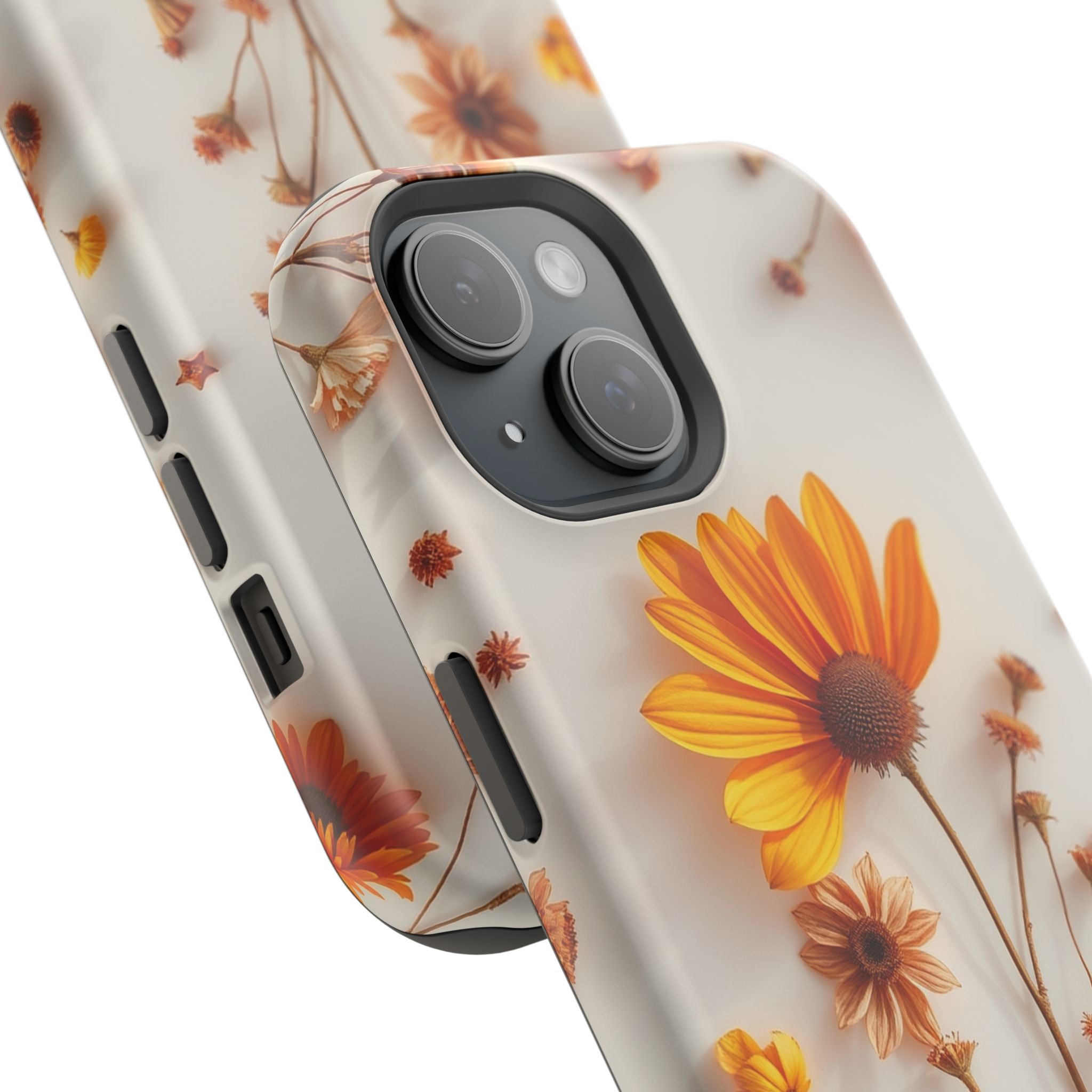 iPhone Mustard And Rust Dried Flower Flat Lay Carry Case Slim Snap Case · iPhone