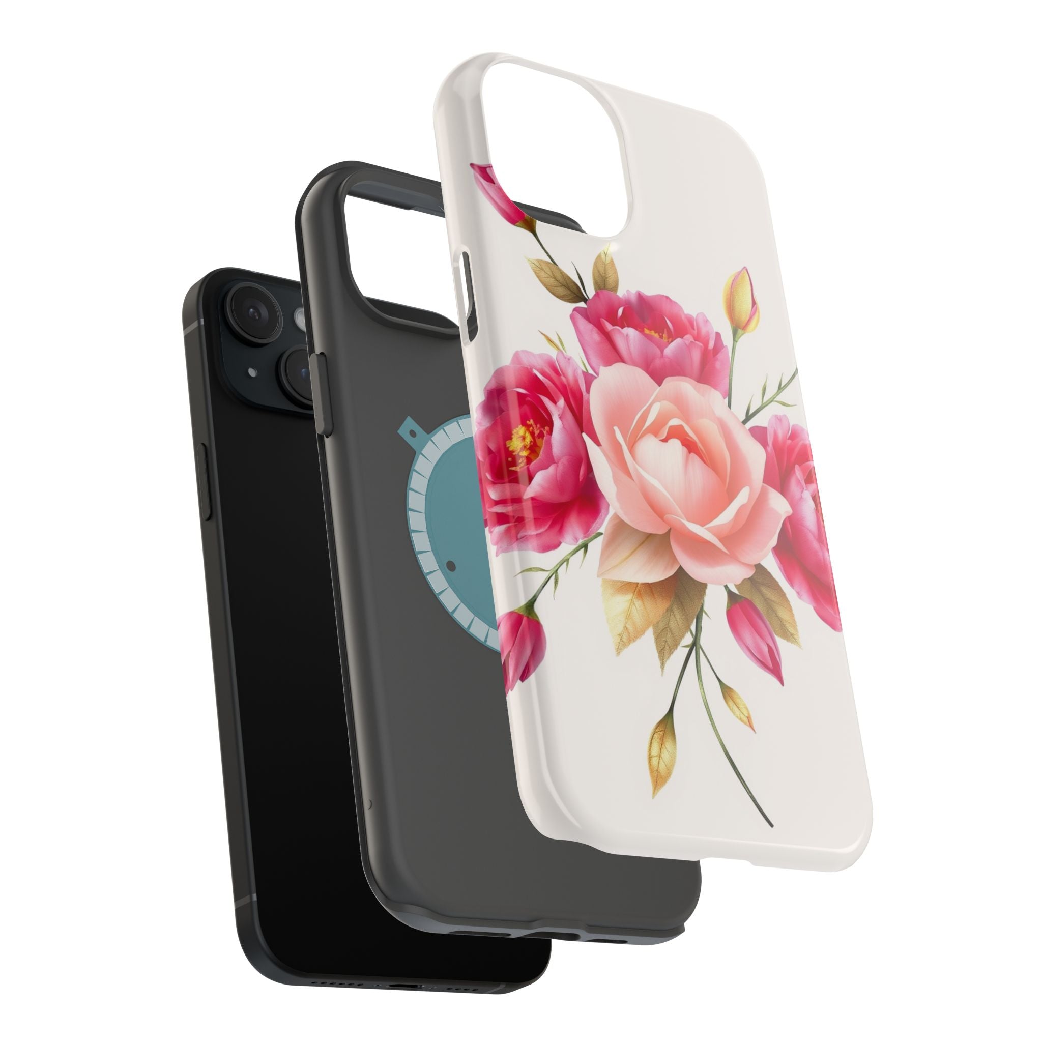 iPhone Rose Pink And Cream Neon Floral Slim Everyday Designer Case · iPhone Case