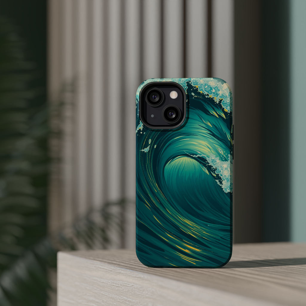 iPhone Emerald Green And Gold Ocean Wave Crash Soft iPhone Finish · iPhone Case