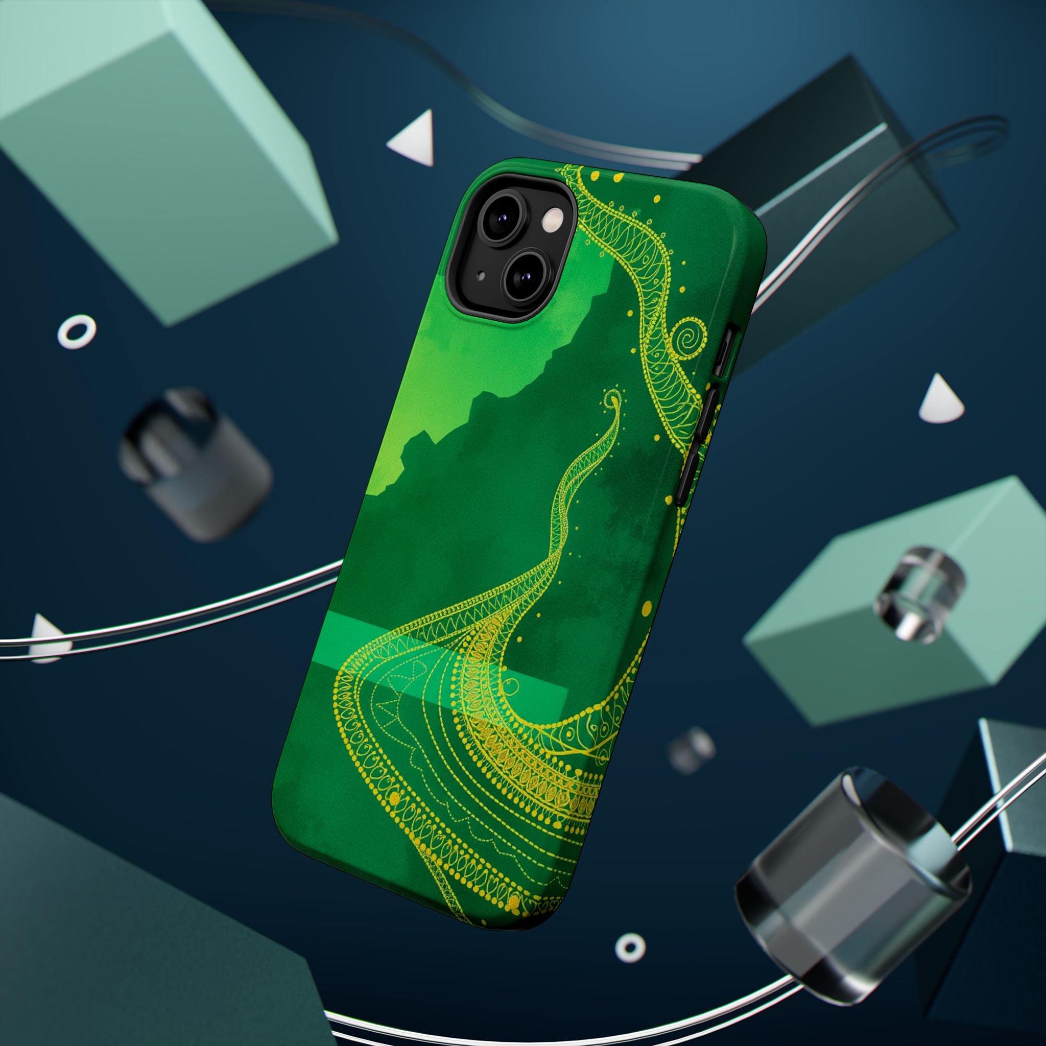 iPhone Emerald Green And Gold Zentangle Flow Slim iPhone Everyday · iPhone Case