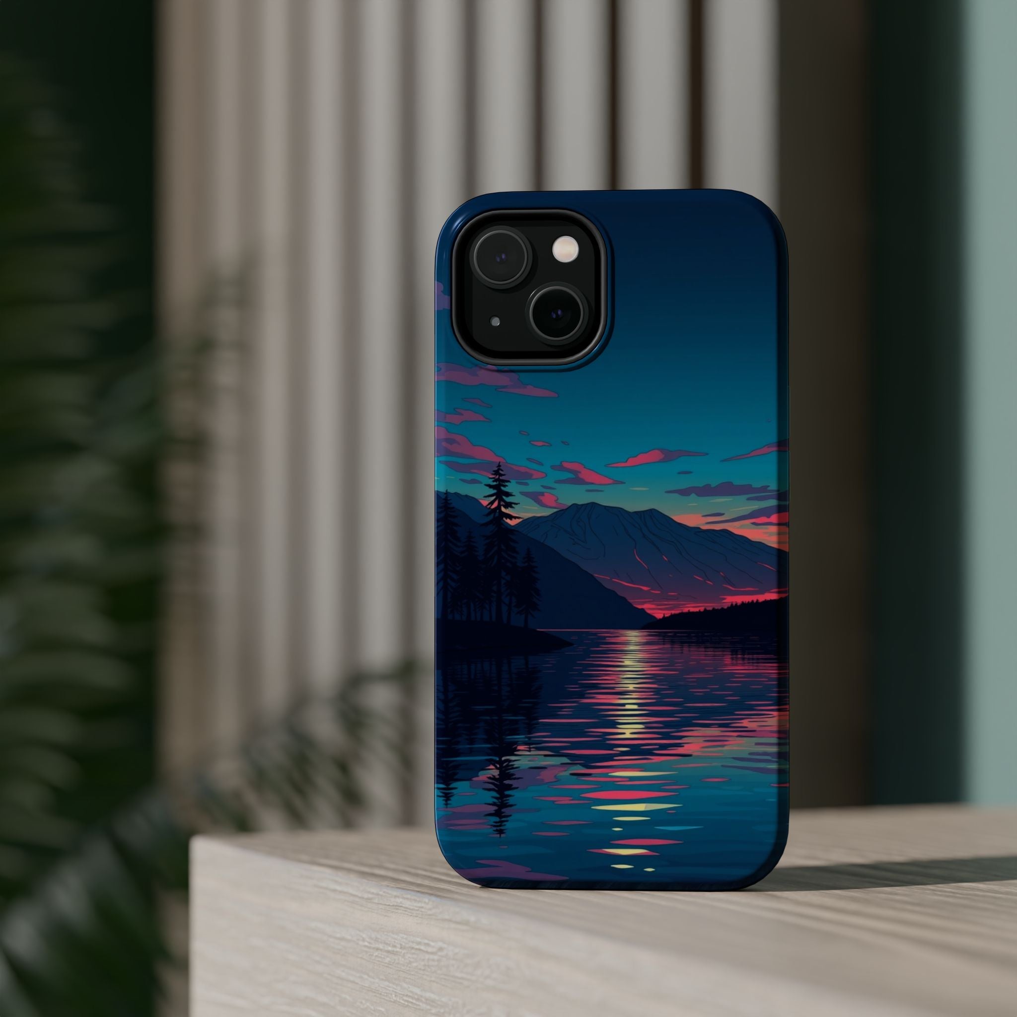 iPhone Vibrant Lake at Twilight Design Slim Everyday Designer Case · iPhone Case