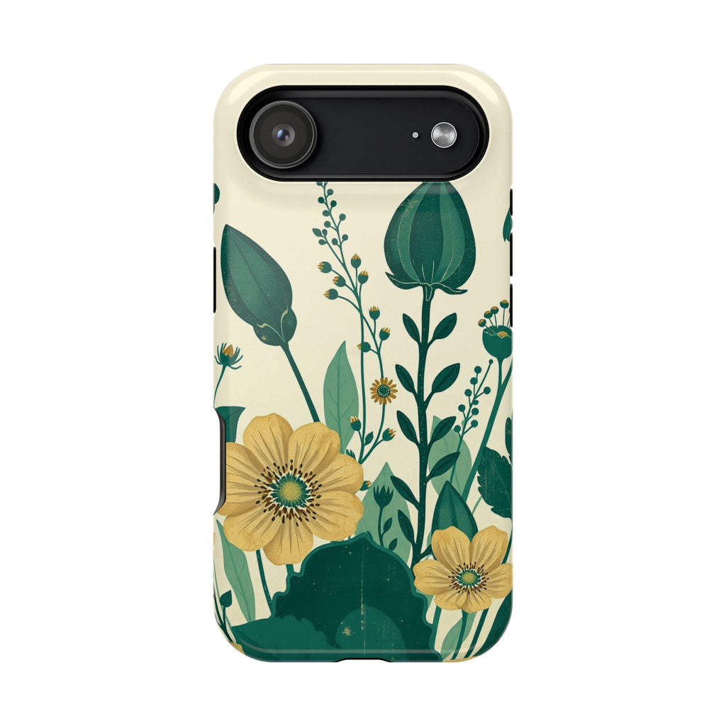 iPhone Emerald Green And Gold Pressed Botanicals Clean iPhone Minimal · iPhone C