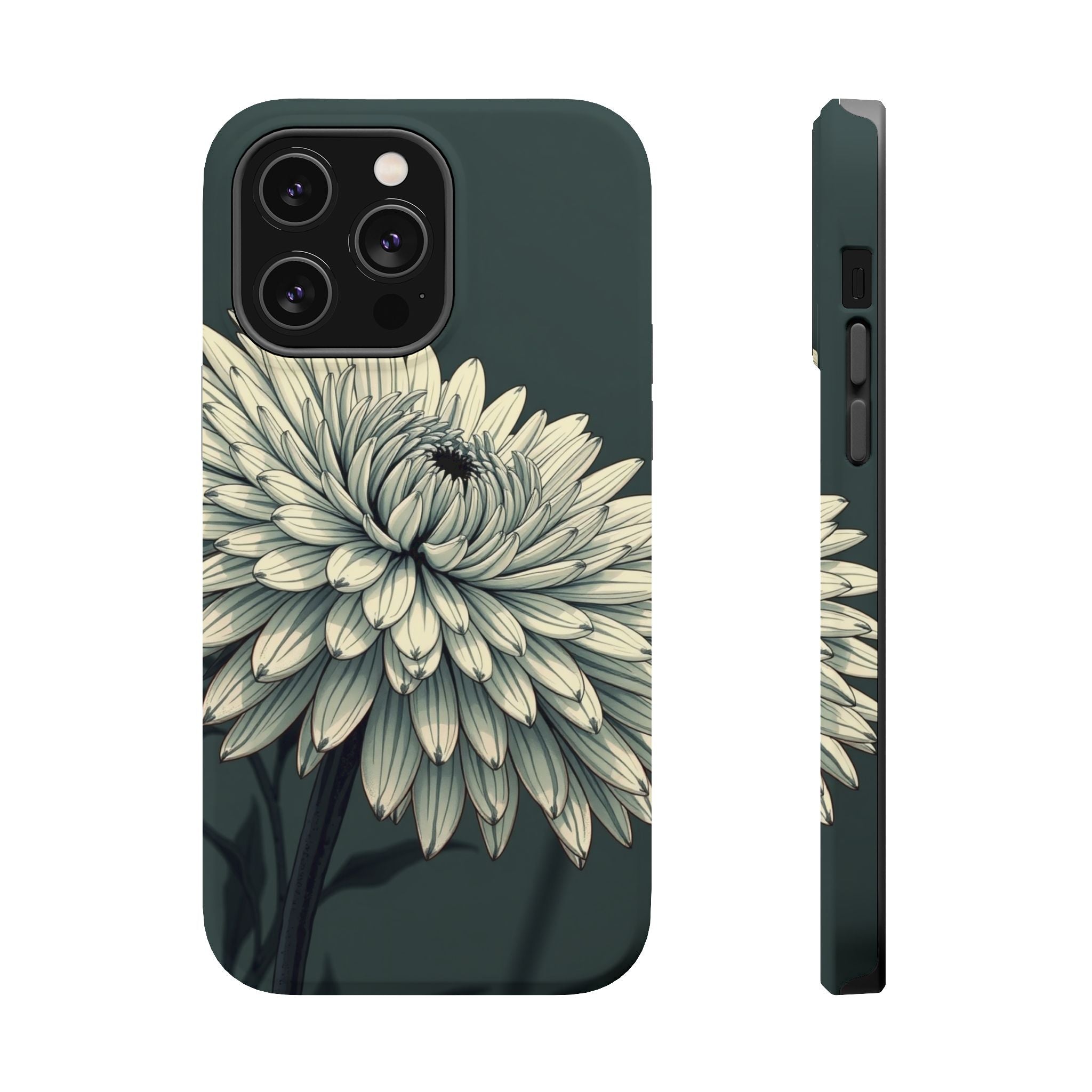 iPhone Chrysanthemum Classic Dark Gothic Ink Carry Case Slim Snap Case · iPhone