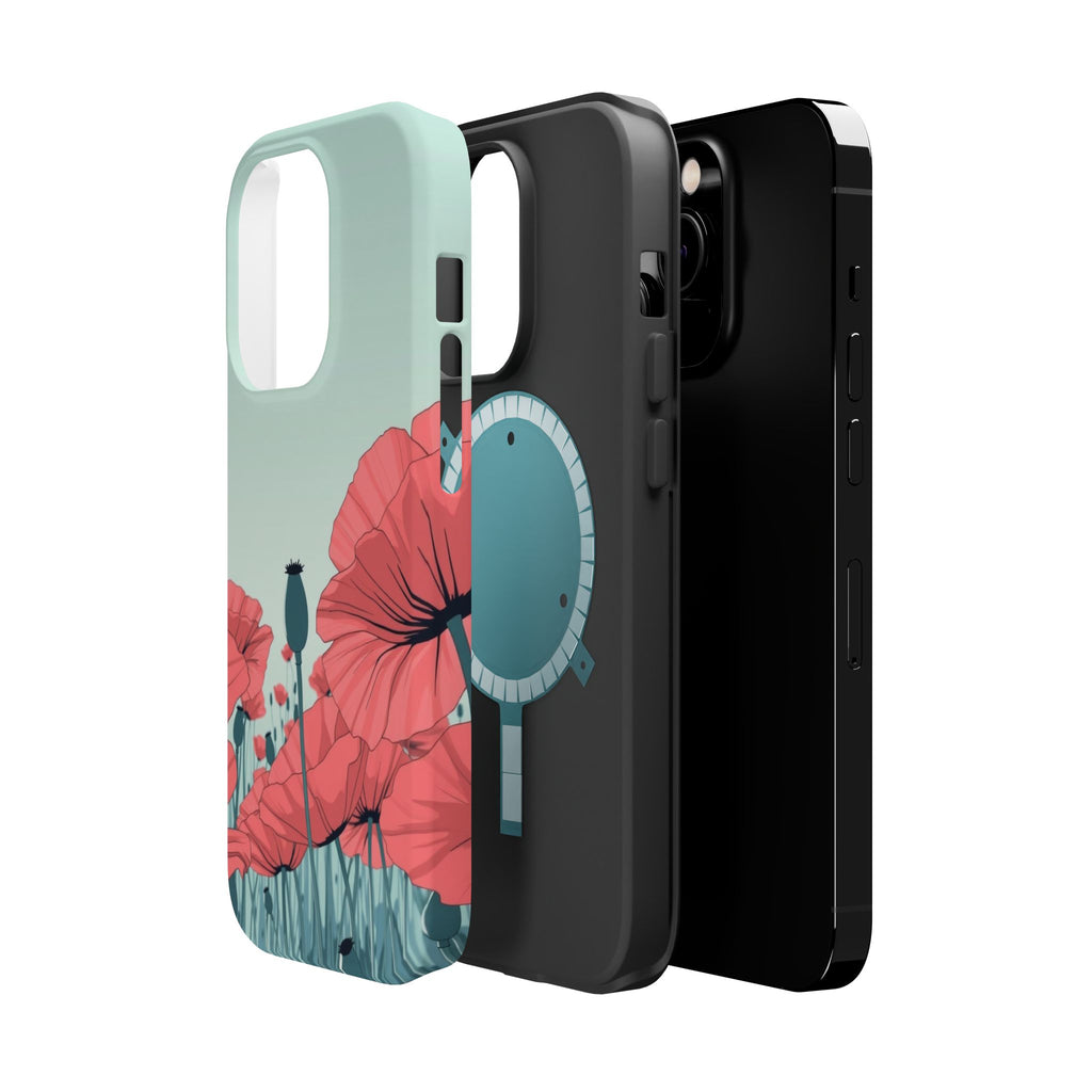 iPhone Mint And Blush Poppy Field Bold Modern Everyday Snap Case · iPhone Case
