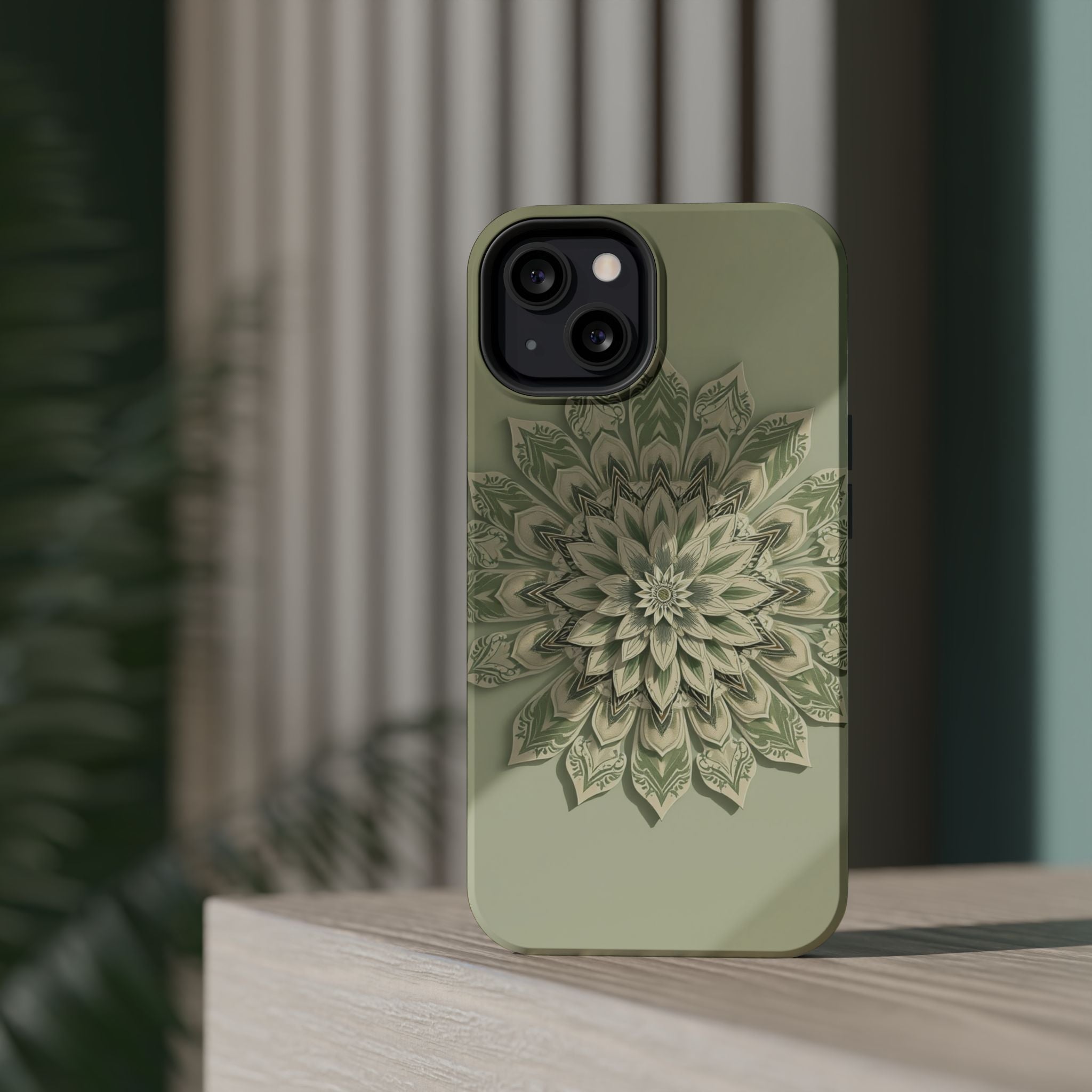 iPhone Sage And Ivory Floral Mandala Slim Everyday Designer Case · iPhone Case