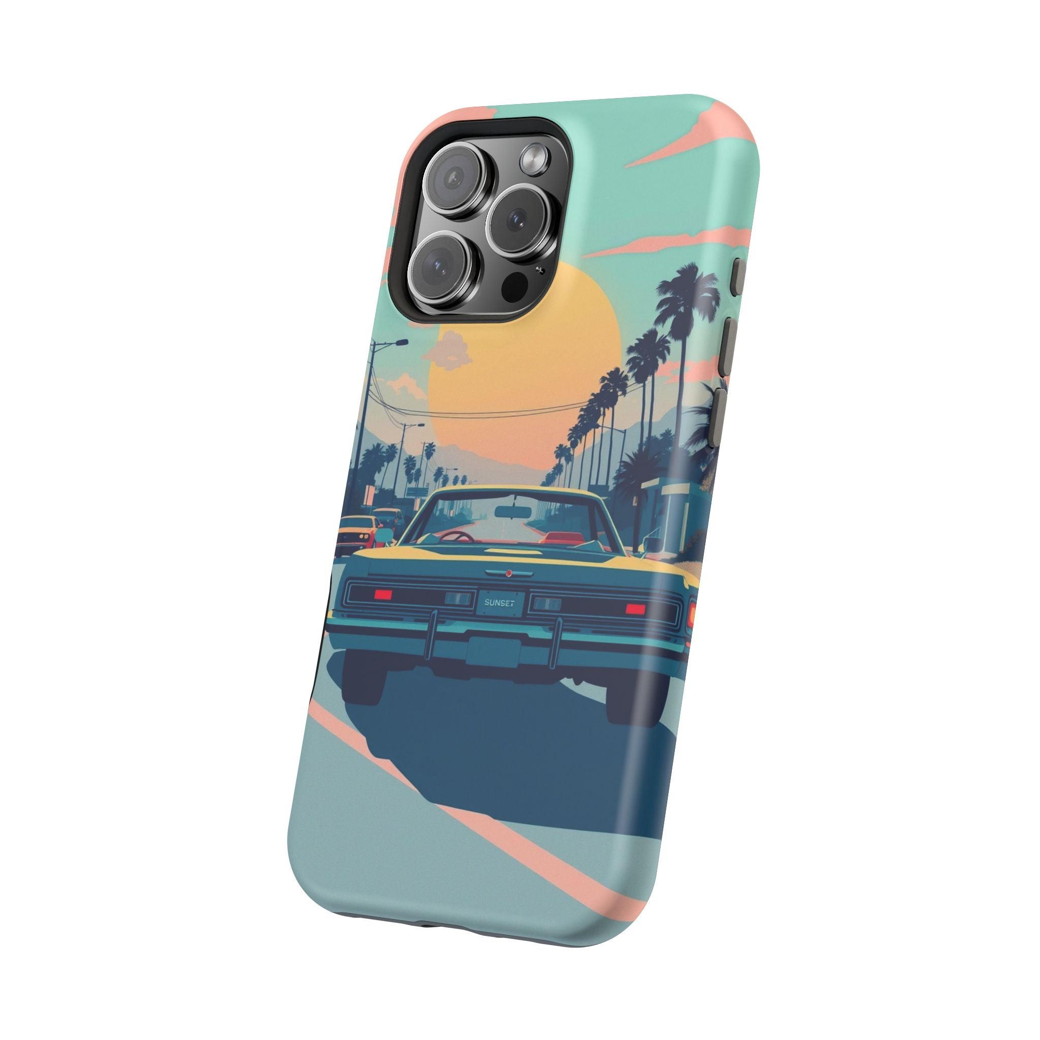 iPhone Sunset Drive 80s Pop Art Bold Slim Everyday Designer Case · iPhone Case
