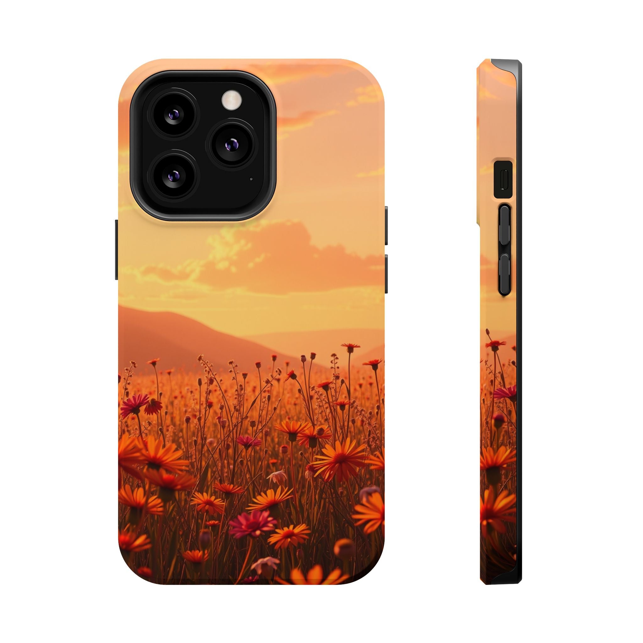 iPhone Sunset Amber And Peach Wildflower Field Soft iPhone Finish · iPhone Case