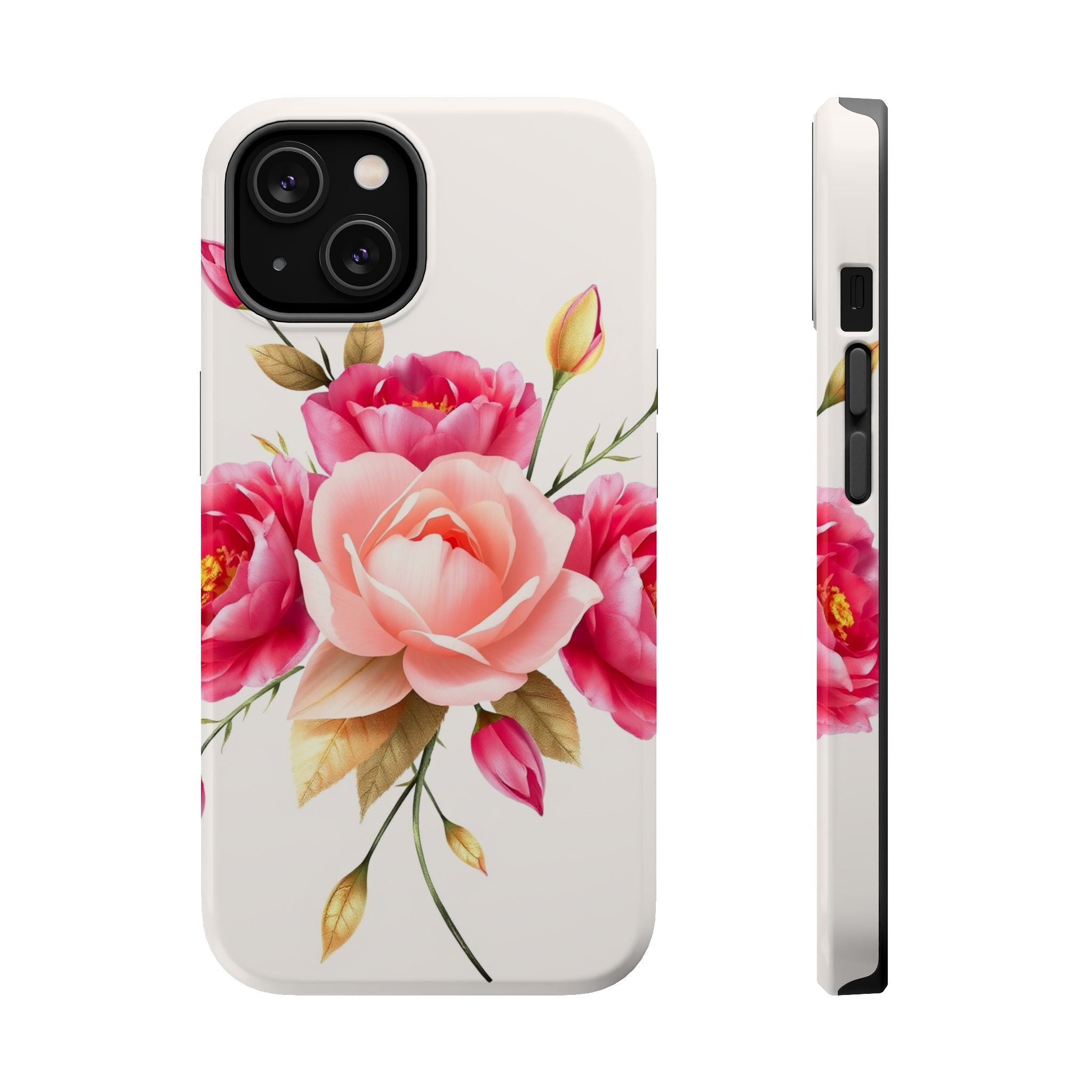 iPhone Rose Pink And Cream Neon Floral Slim Everyday Designer Case · iPhone Case