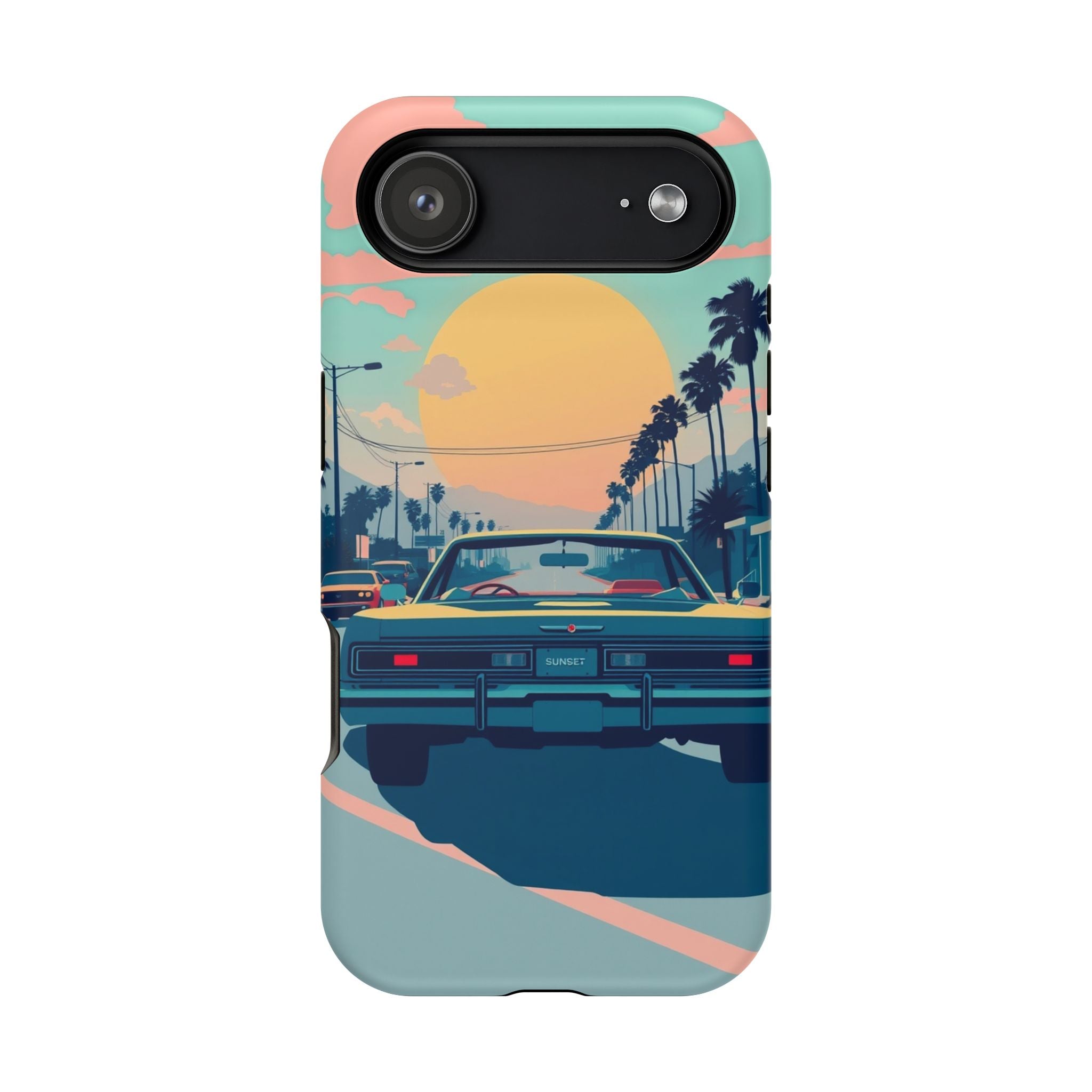 iPhone Sunset Drive 80s Pop Art Bold Slim Everyday Designer Case · iPhone Case