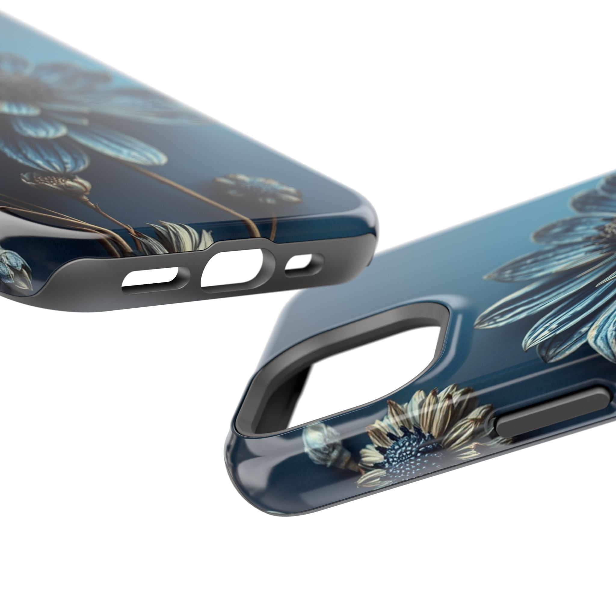 iPhone Midnight Blue And Silver Dried Flower Flat Lay iPhone 15 · iPhone Case