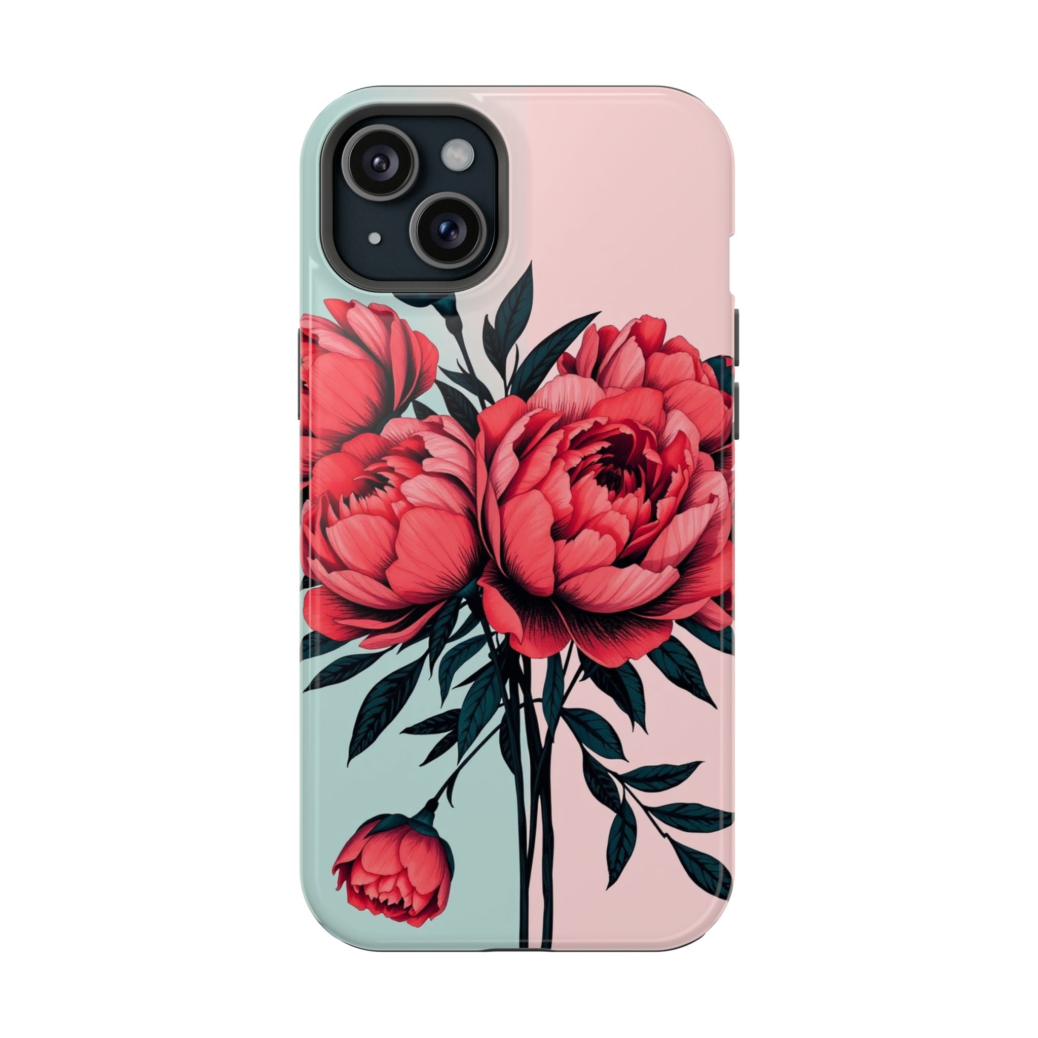 iPhone Teal And Coral Peony Bouquet Artistic Everyday Cas Slim Snap Case · iPhon