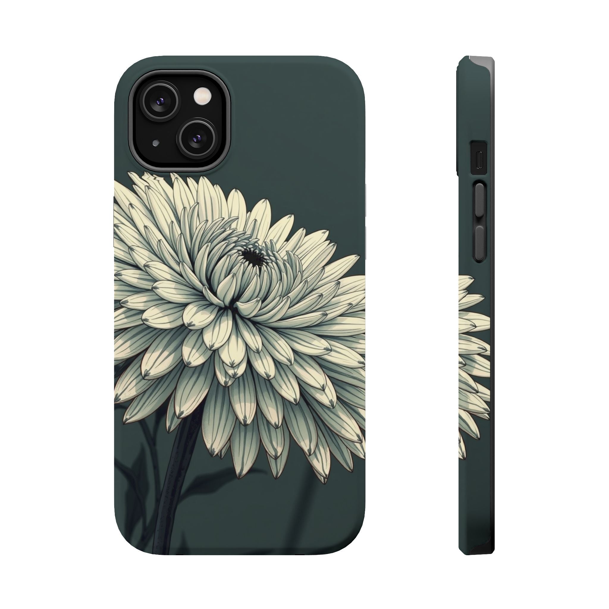 iPhone Chrysanthemum Classic Dark Gothic Ink Carry Case Slim Snap Case · iPhone